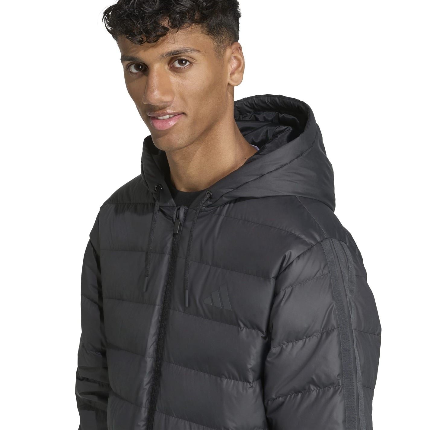adidas Solid Patterned Hooded Down Puffer Coat