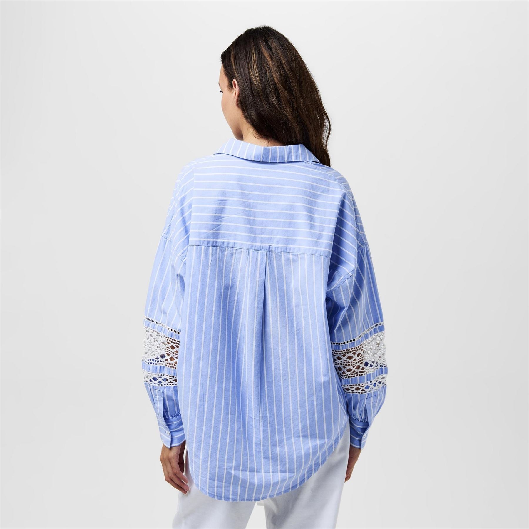 French Connection Cambria Stripe Embroidered Long Sleeve Patterned Shirt