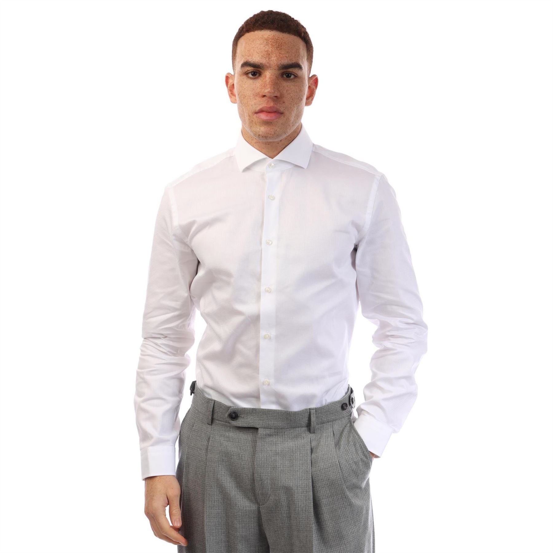 Boss Spread Collar Long Sleeve Oxford Shirt