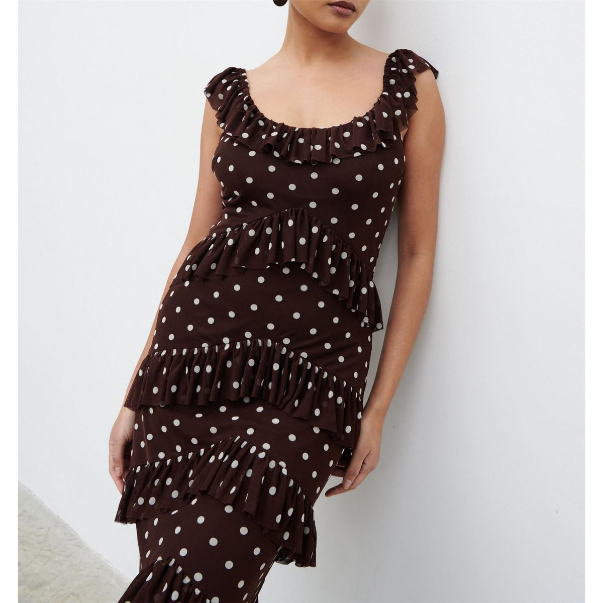 Pretty Lavish Cecile Ruffle Mesh Maxi Dress