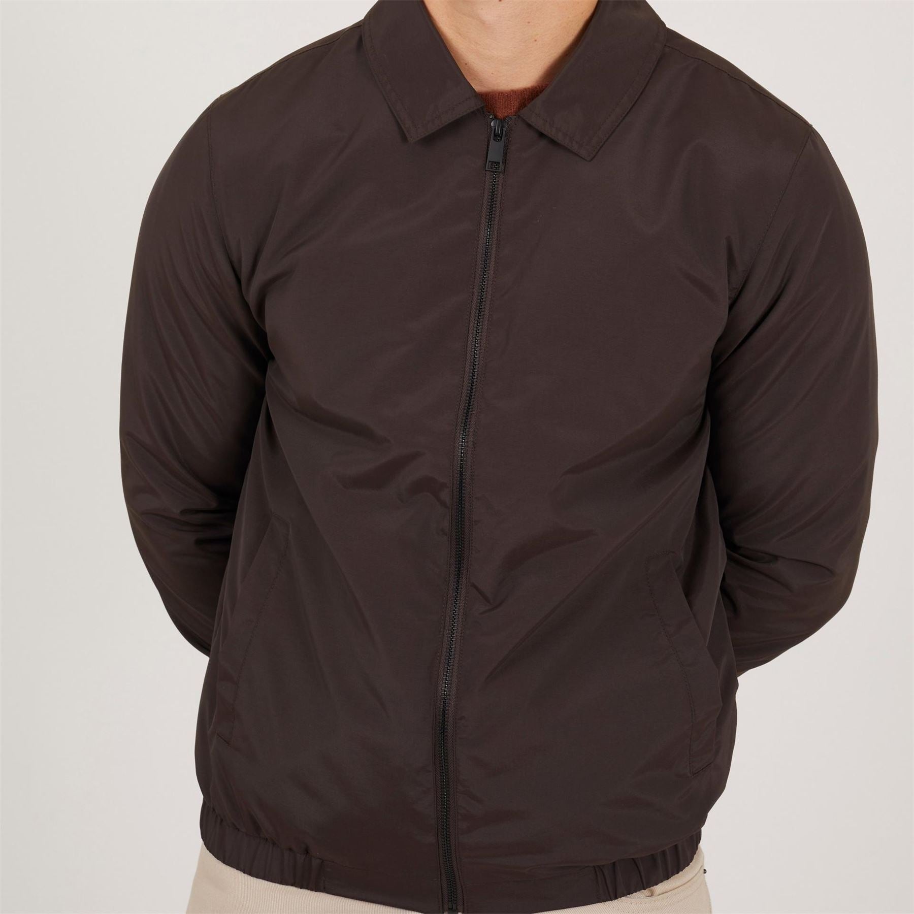 Brave Soul Mens Lightweight Brown Harrington Jacket