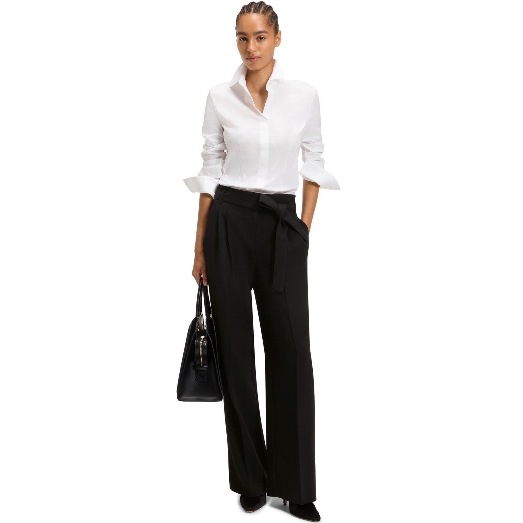 Boss Tapiana Solid Patterned Wide Leg Trousers