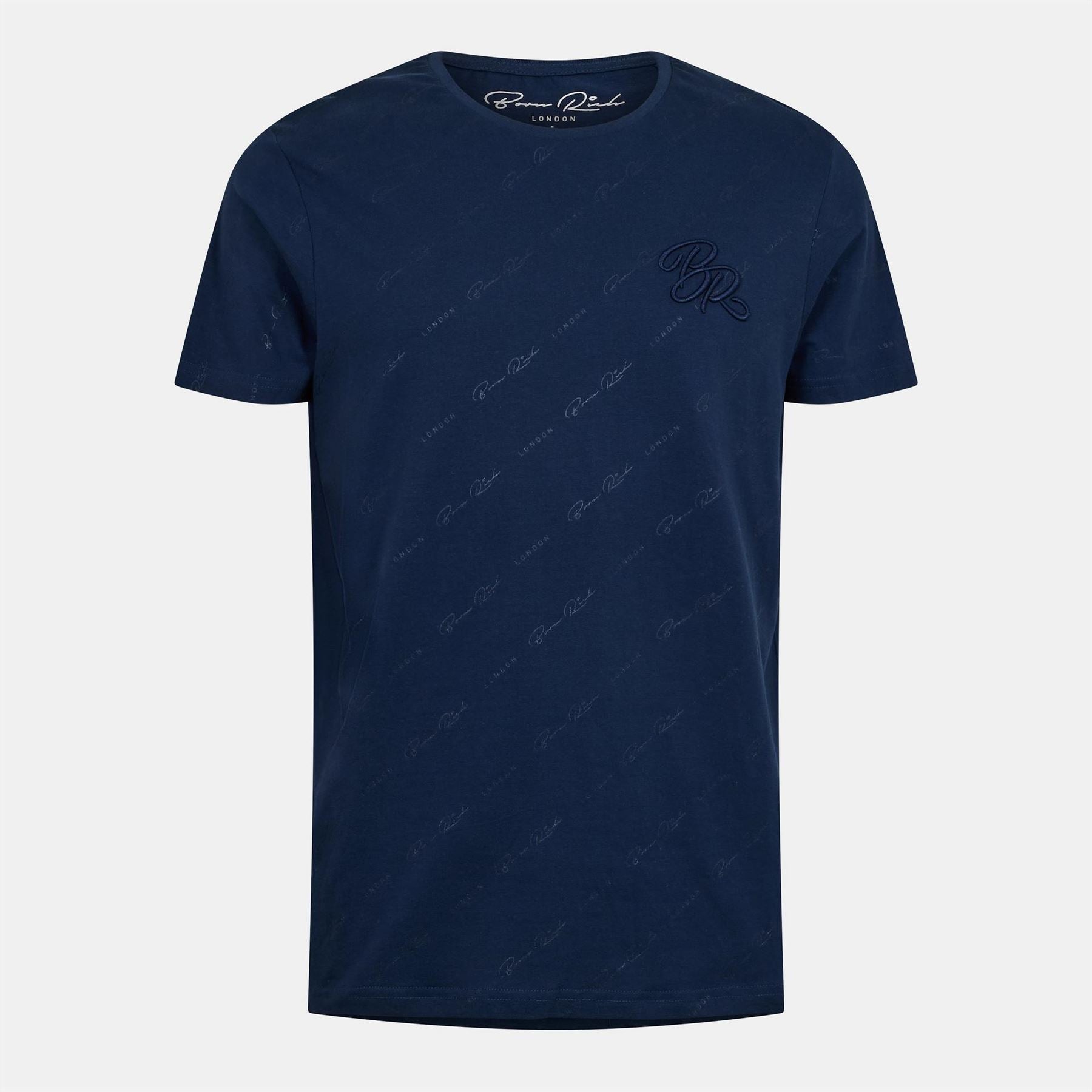 Born Rich Embroidered Crew Neck Short Sleeve Jersey T-Shirt