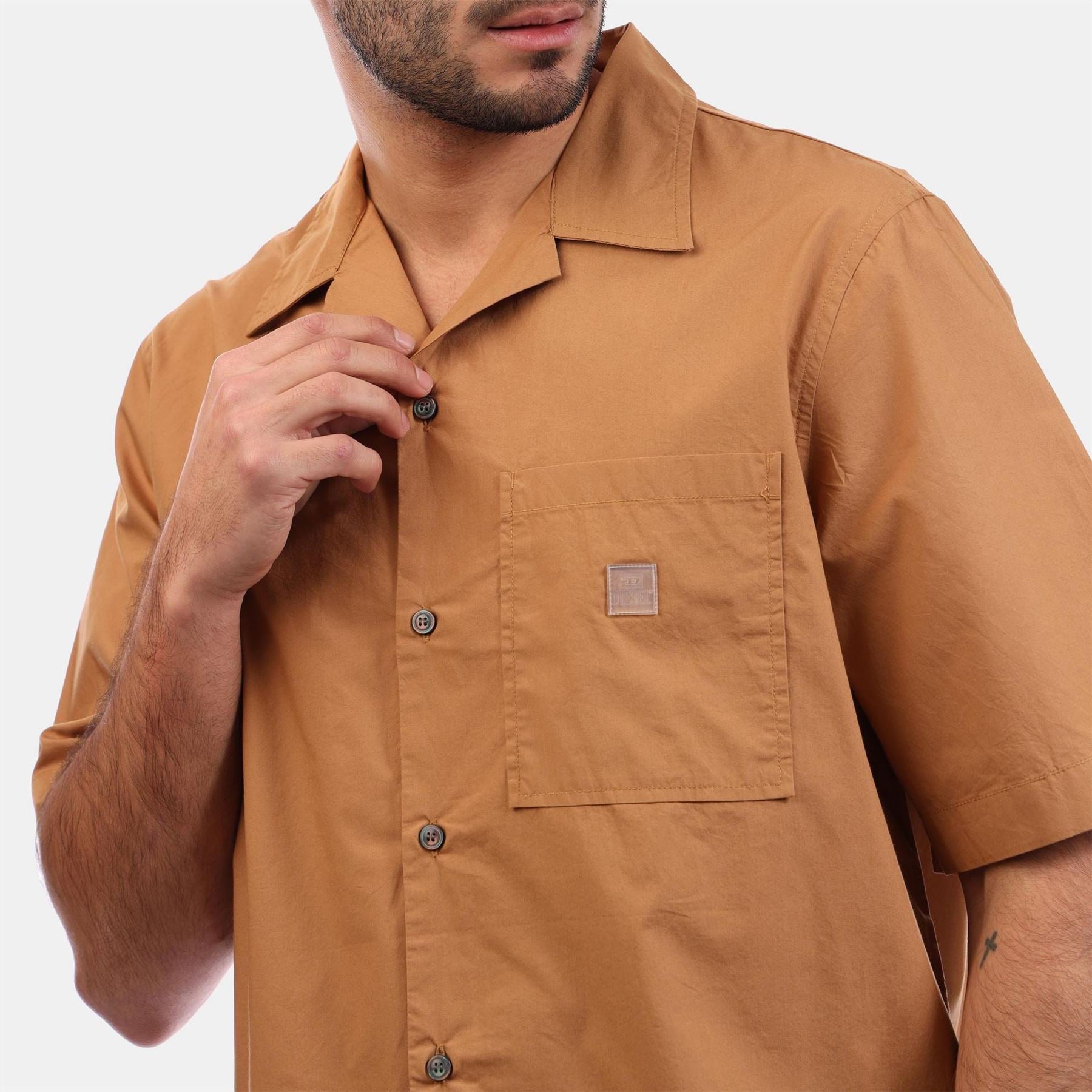 Diesel Cuban Notch Collar Short Sleeve Shirt