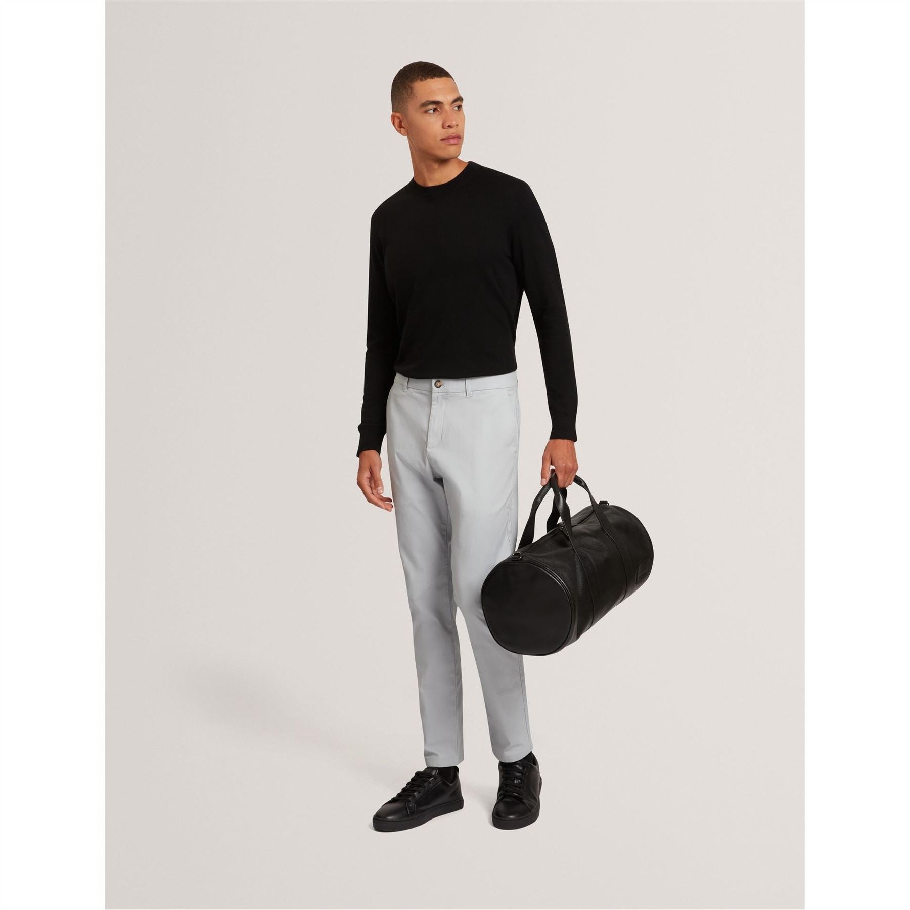 Ted Baker Merino Crew Neck Ribbed Collar Long Sleeve Sweater