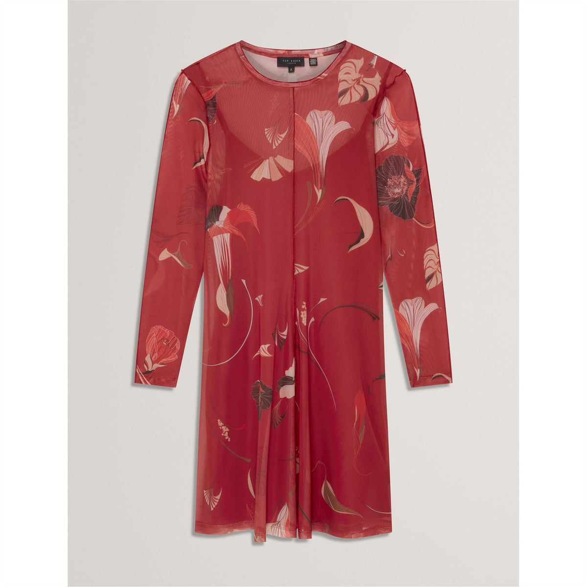 Ted Baker Print Crew Neck Long Sleeve Mini Dress