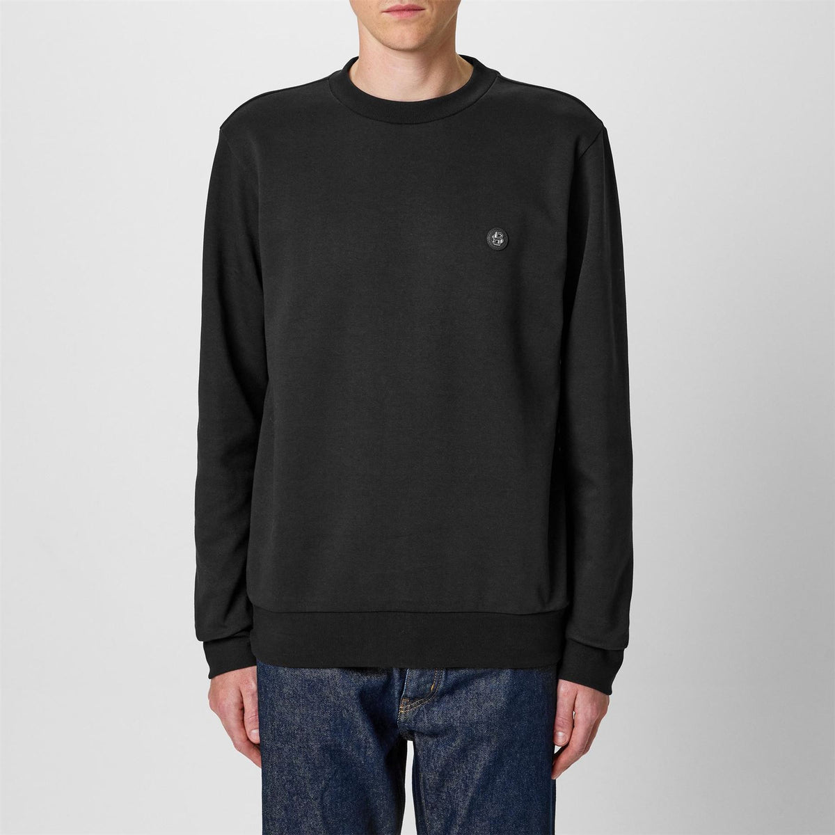 Boss Logo Patch Cotton Long Sleeve Crew Sweatshirt