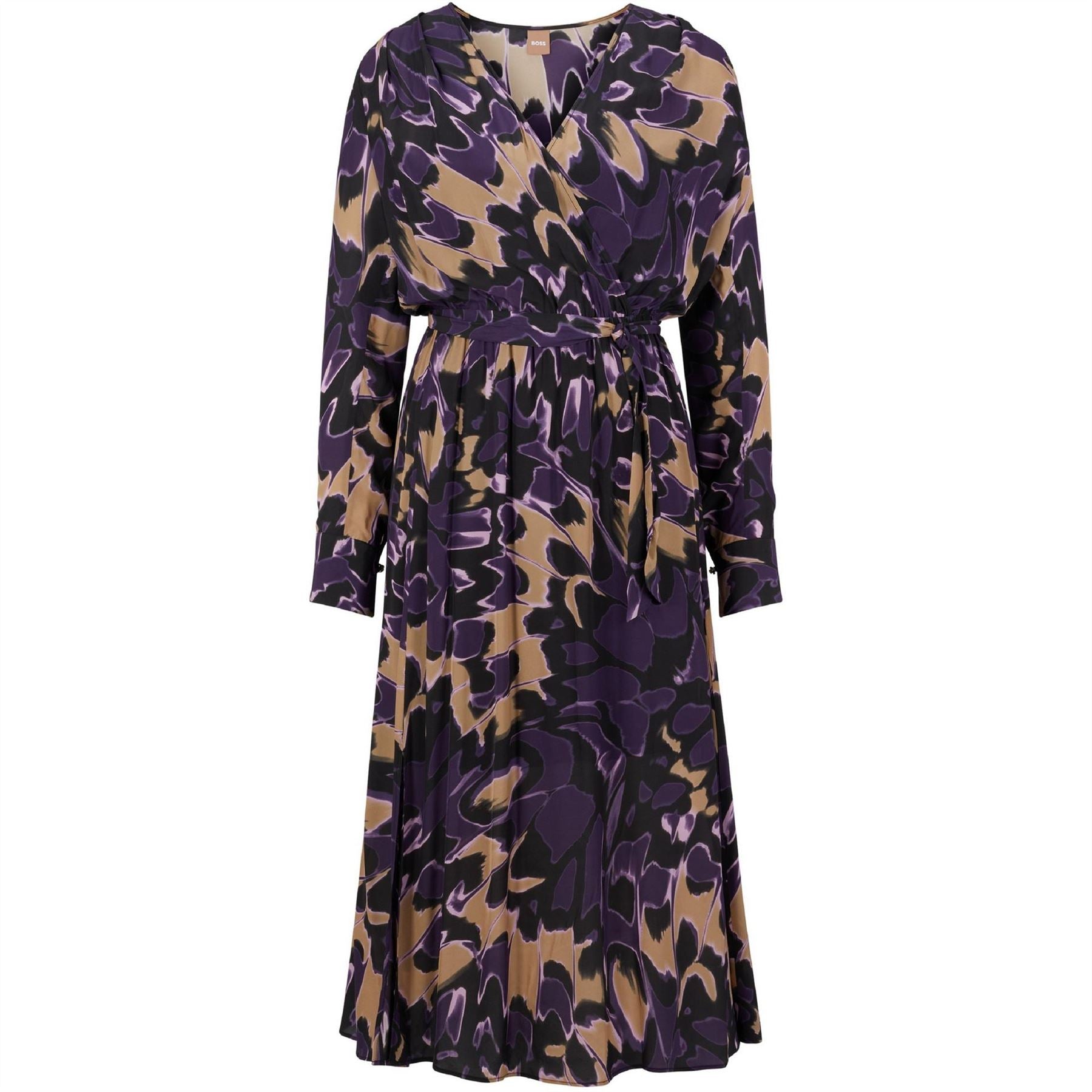 Boss Demaia V-Neck Long Sleeve Midi Dress