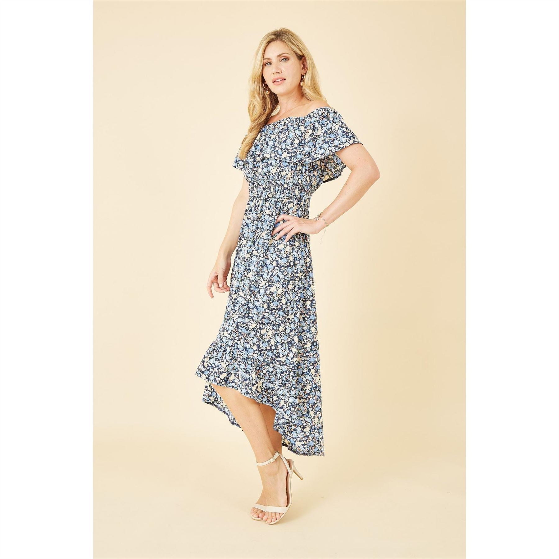 Mela London Floral Ditsy Bardot Midi Dress