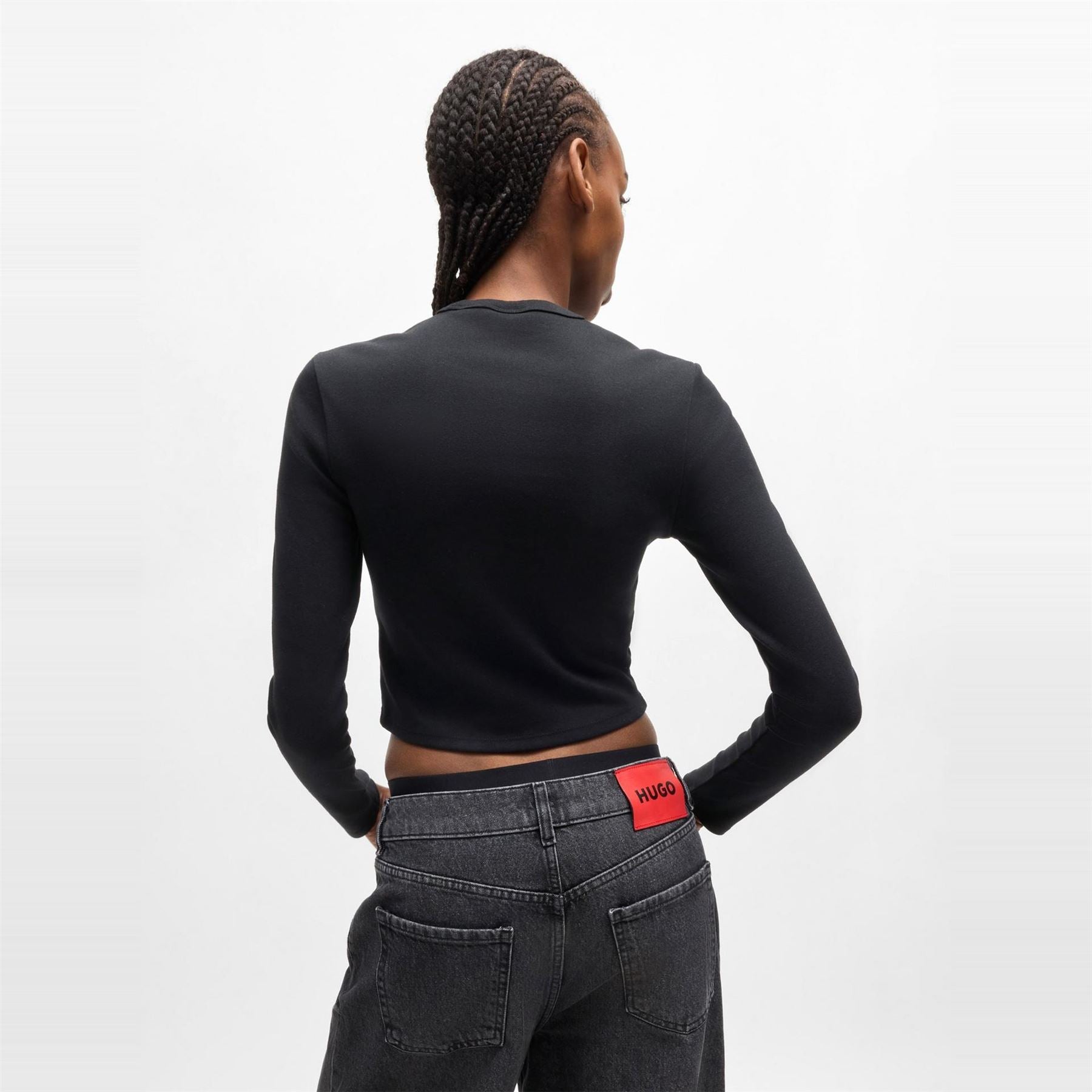 Hugo Cropped Crew Neck Regular Fit T-Shirt