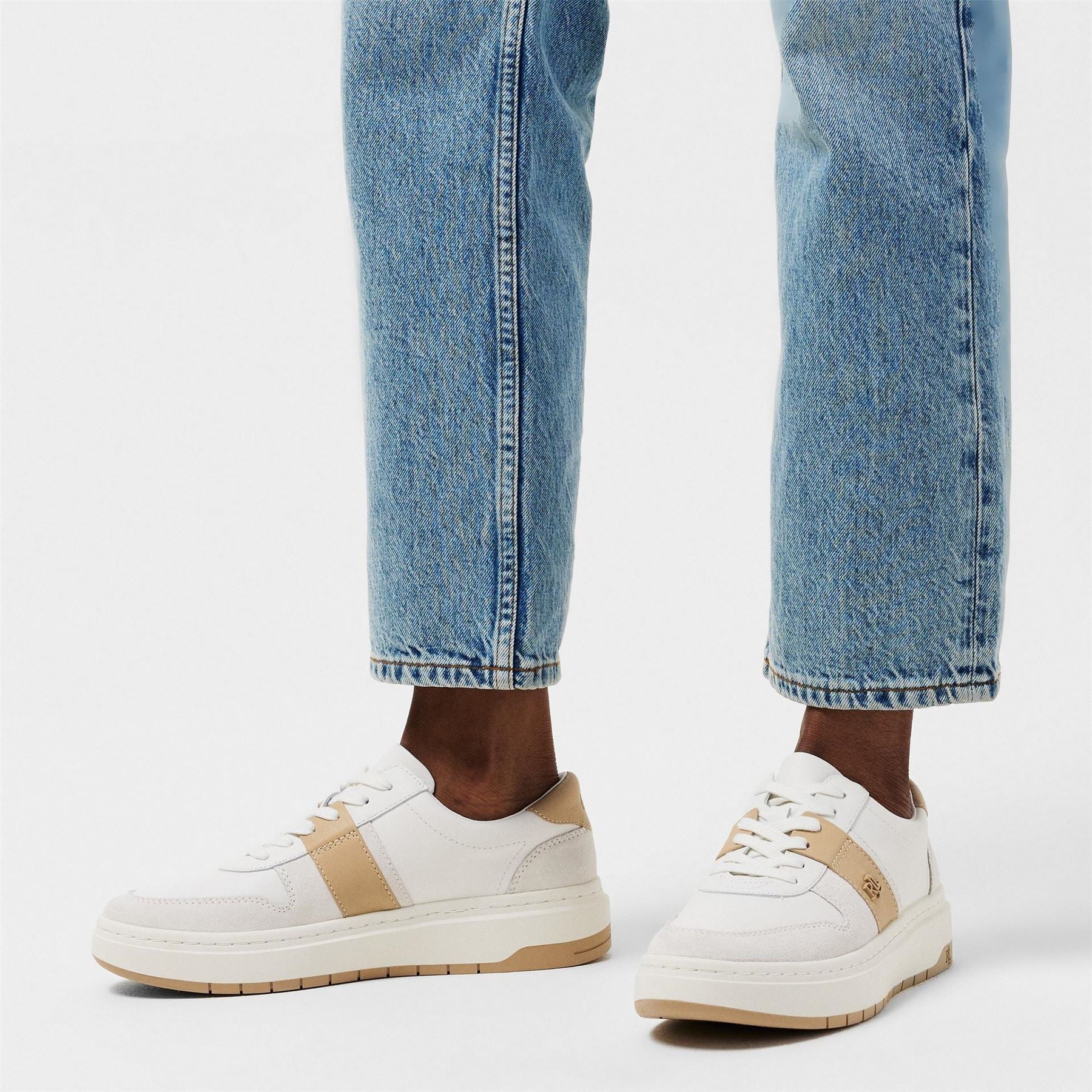 Lauren by Ralph Lauren Real Leather Harlie Basket Low Top Trainers