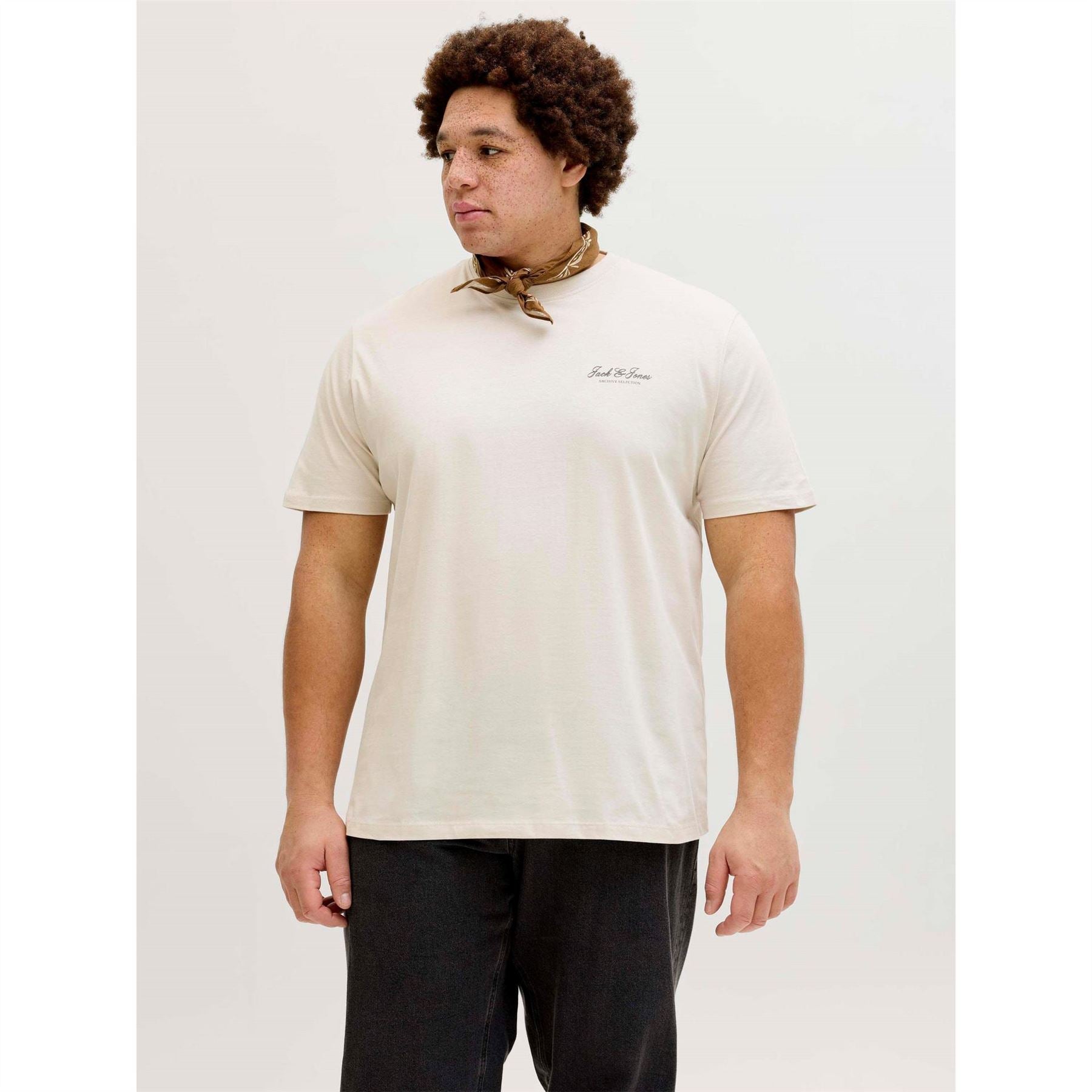 Jack and Jones Archive Logo Print Text Graphic Crew Neck Short Sleeve T-Shirt