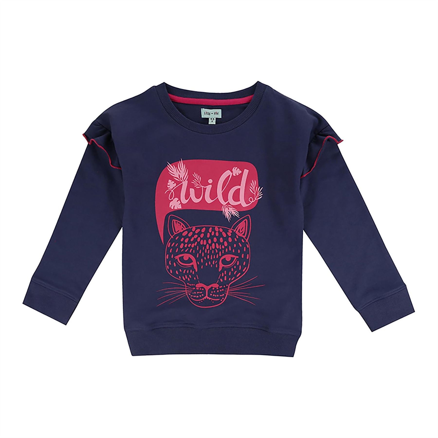 Lilly and Sid Wild Thing Cat Graphic Ruffle Sleeve Sweatshirt
