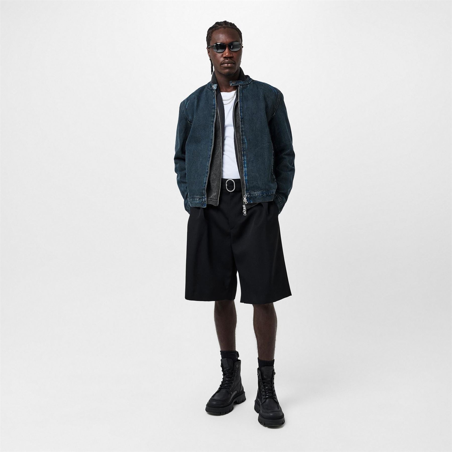 Diesel Glory Mock Neck Denim Bomber Jacket