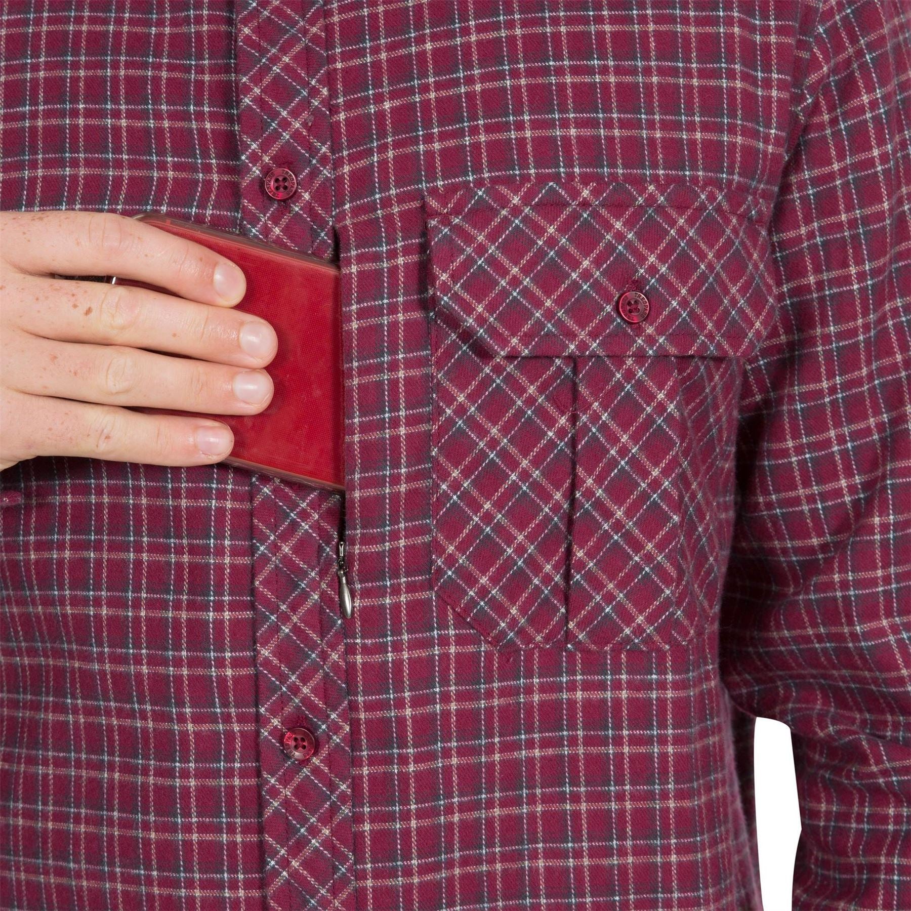 Trespass Snypr Plaid Zip Pocket Regular Fit Long Sleeve Shirt