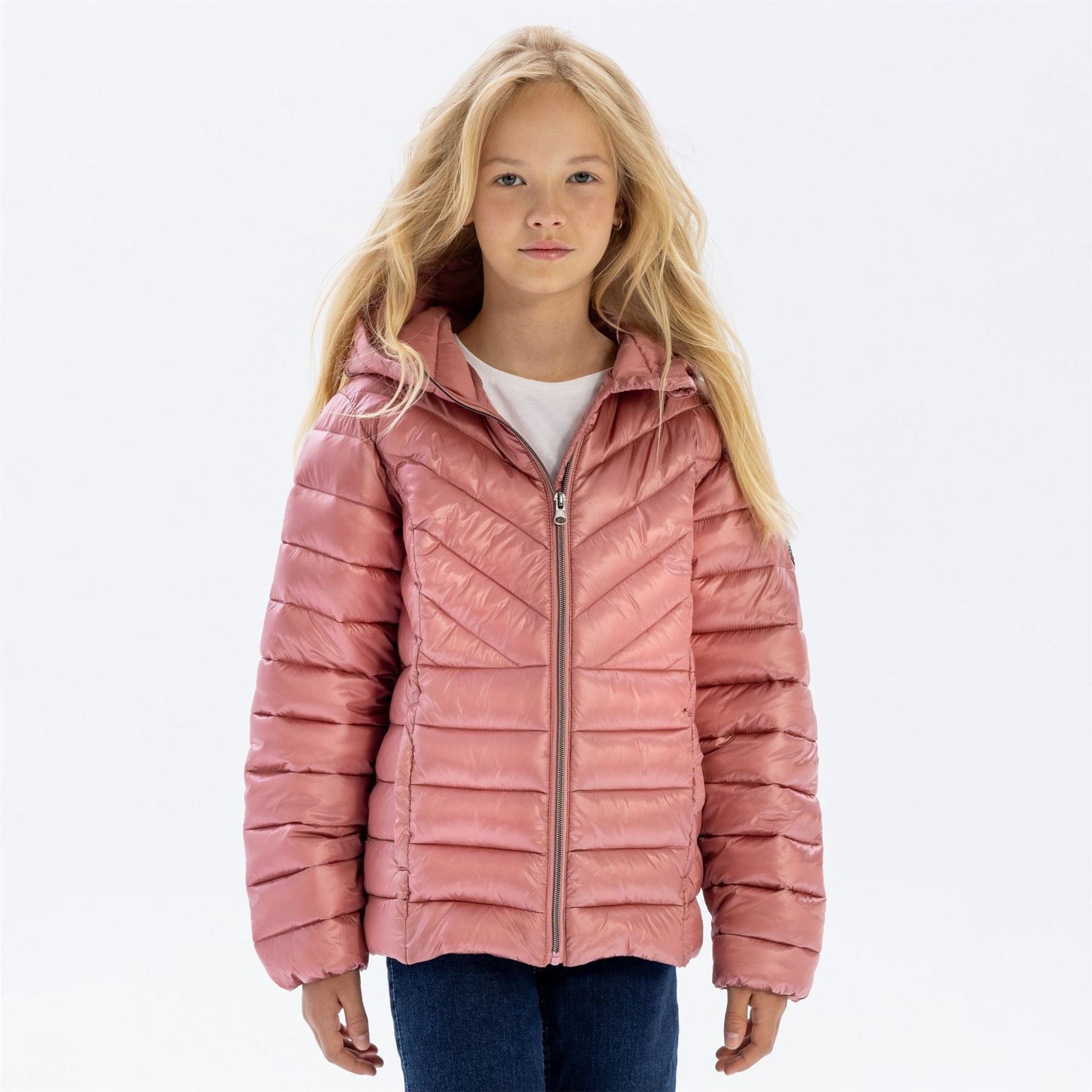 Minoti Girls Quilted Hooded Jacket With Zip Fastening Copper