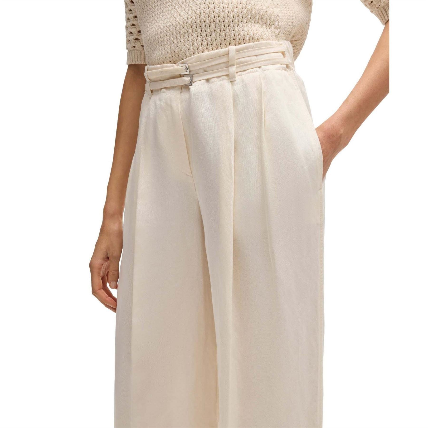 Boss W Relaxed Fit Wide Leg Trousers