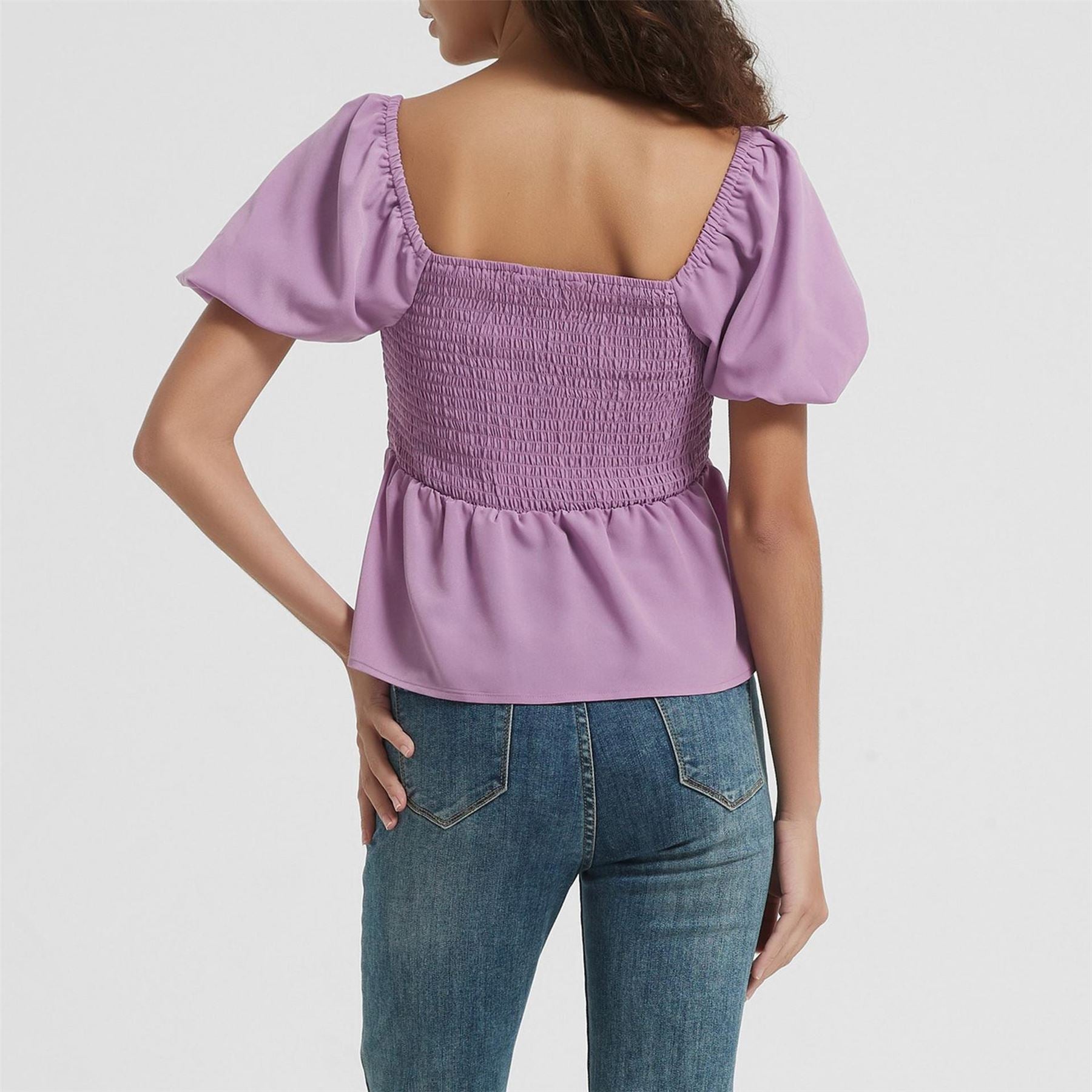 Be You Square Neck Regular Fit Short Sleeve Blouse