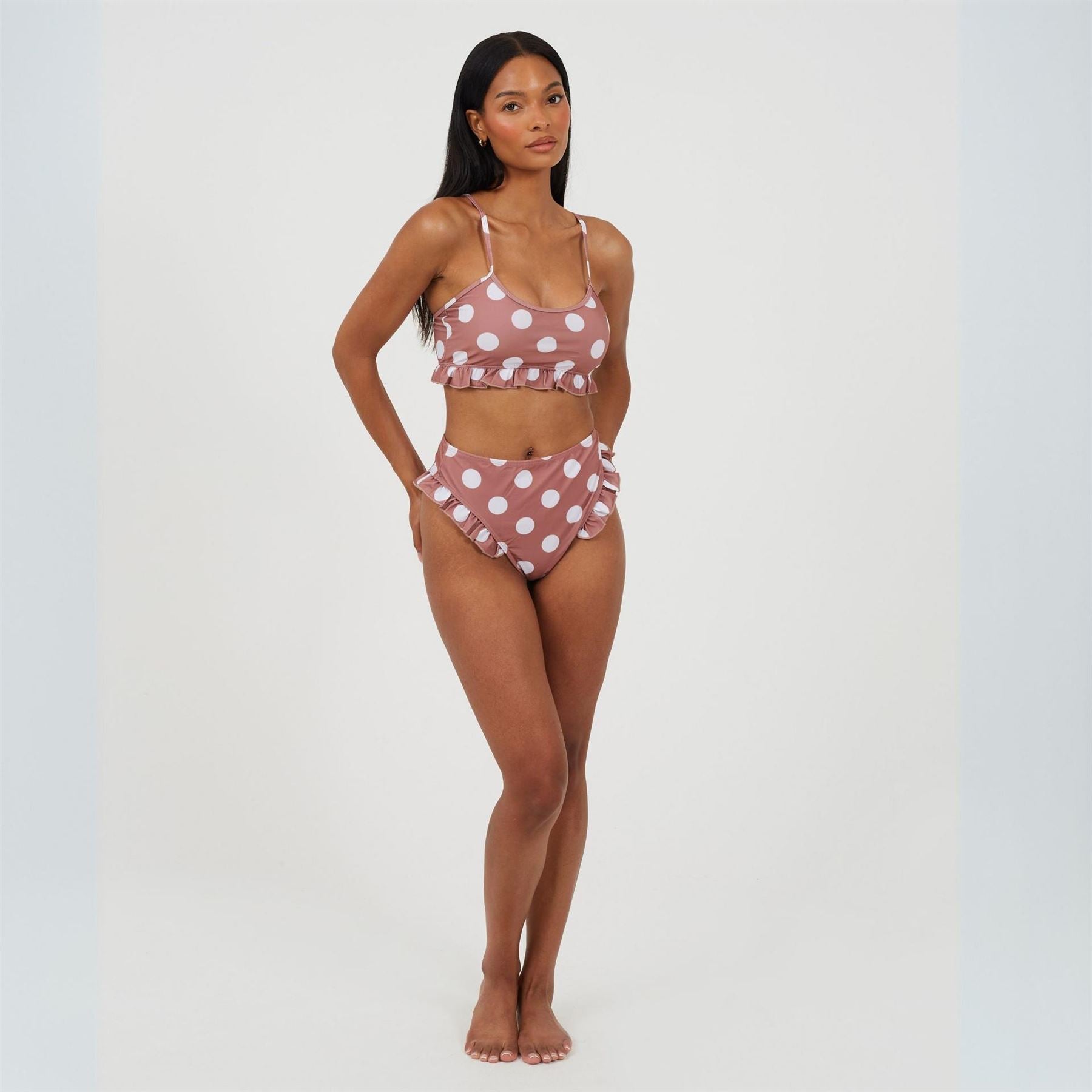 Brave Soul Polka Dot Patterned Scoop Neck Bikini Top