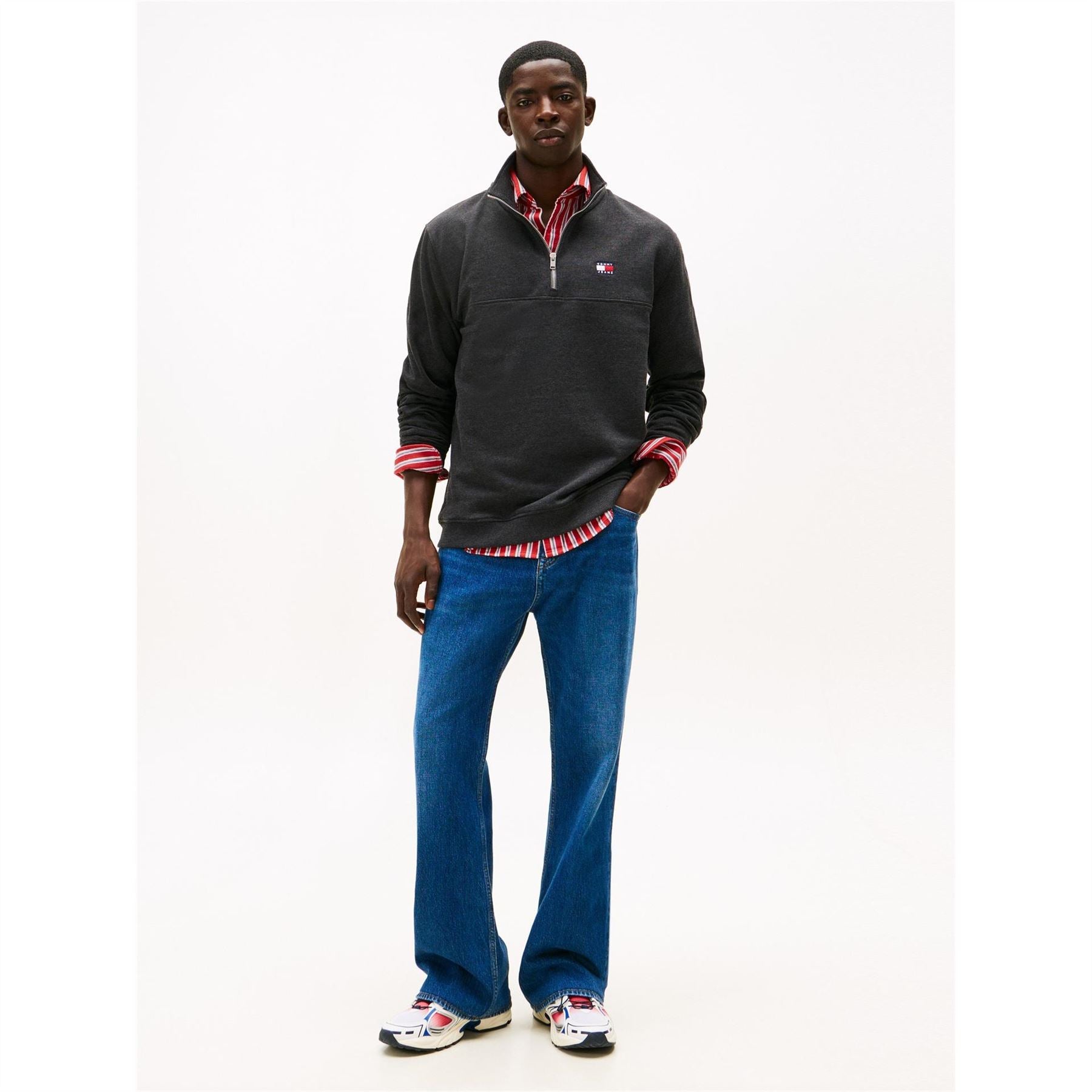 Tommy Jeans Lacoste Lettering Zip Neck Long Sleeve Sweatshirt