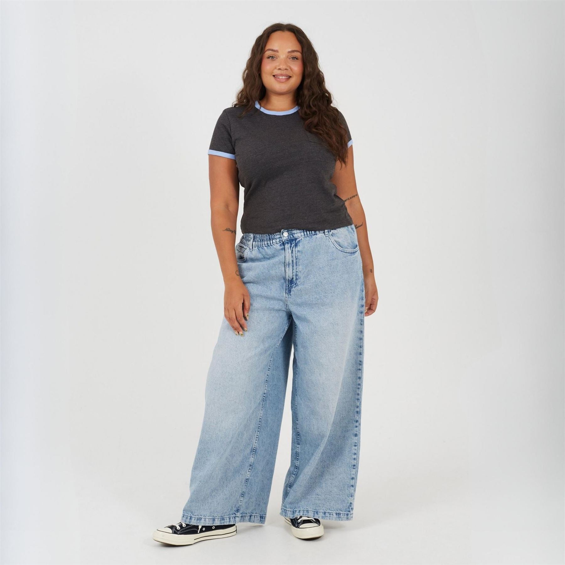 Brave Soul Plus Size Short Sleeve Chest Pocket T Shit With Contrast Neck And Sleeve Rib