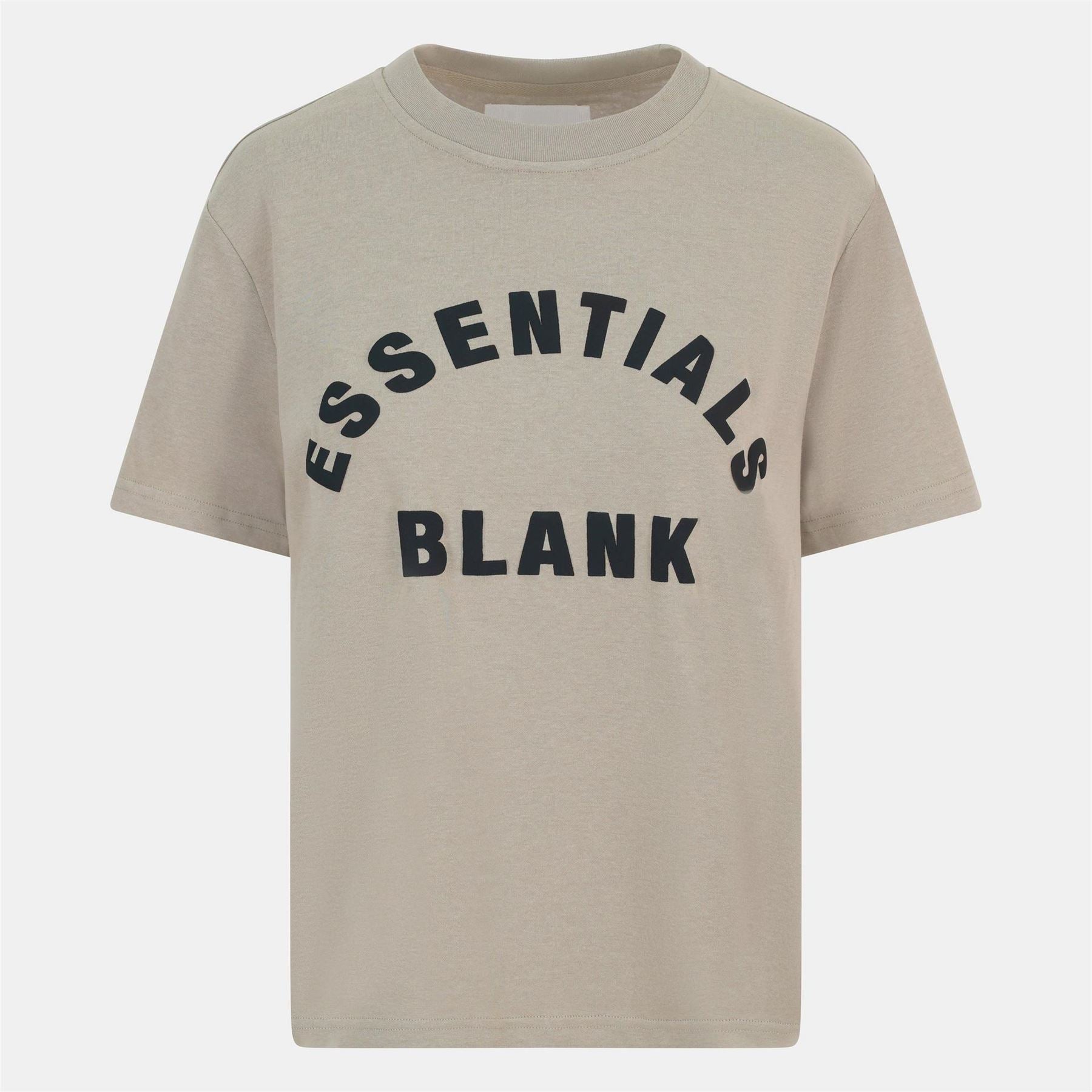 Blank Essentials Lettering Crew Neck Ribbed Collar Short Sleeve Boyfriend T-Shirt