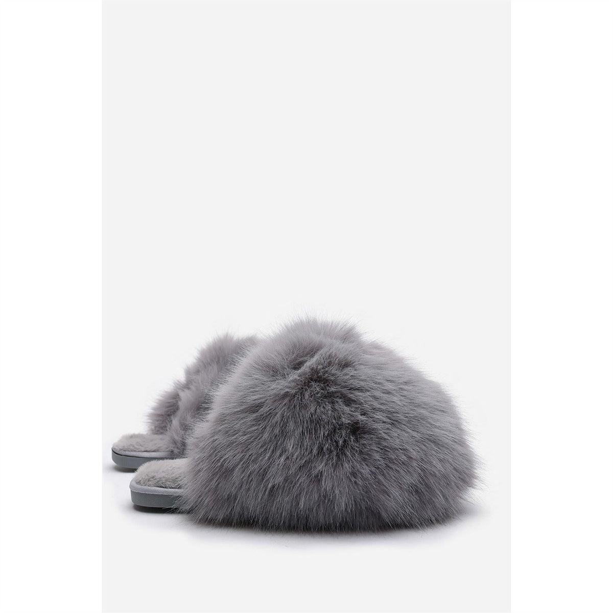 Wheres That From Ultimate Fluffy Beige Faux Fur Mule Slippers