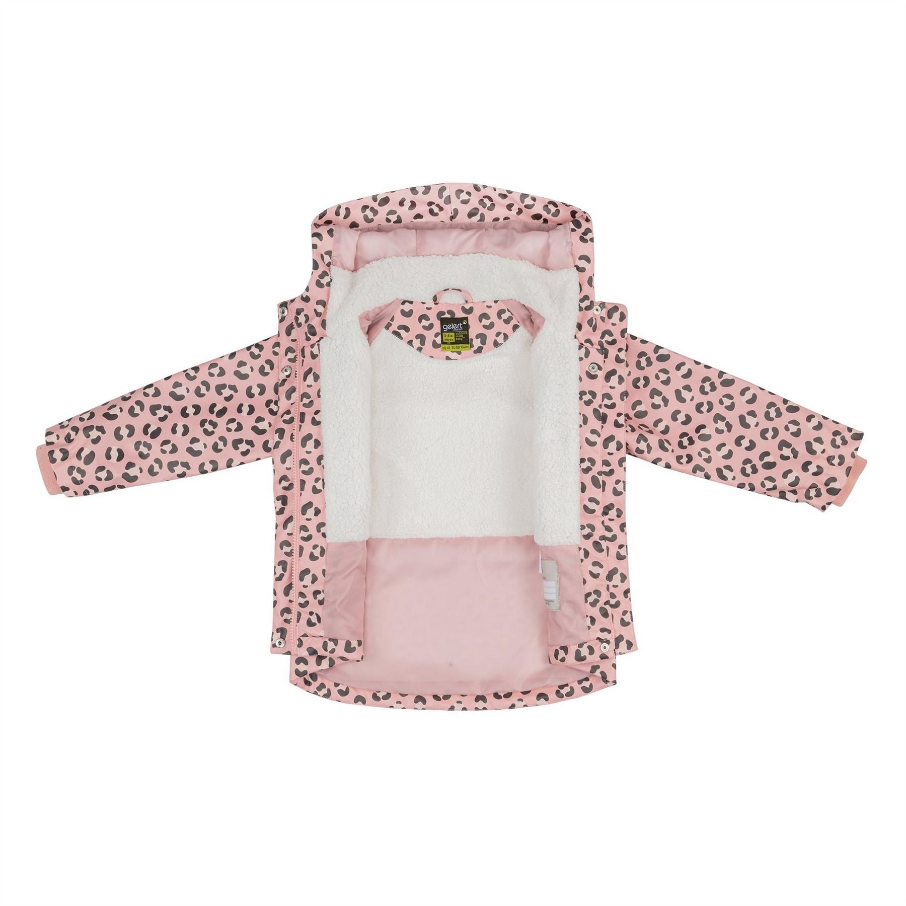 Gelert Leopard Patterned Hooded Snap Button Ribbed Cuff Rain Jacket
