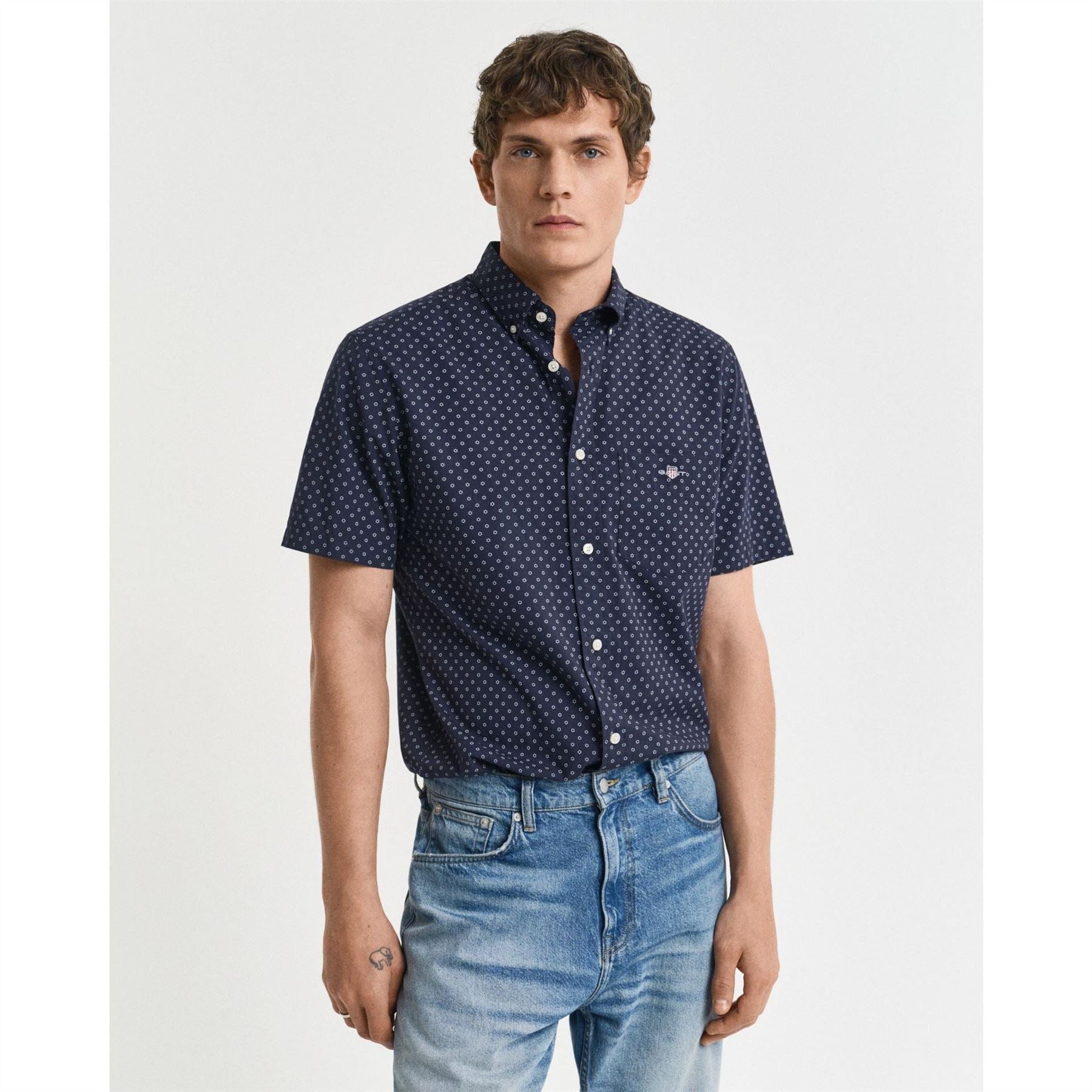 Gant Micro Print Short Sleeve Patterned Shirt