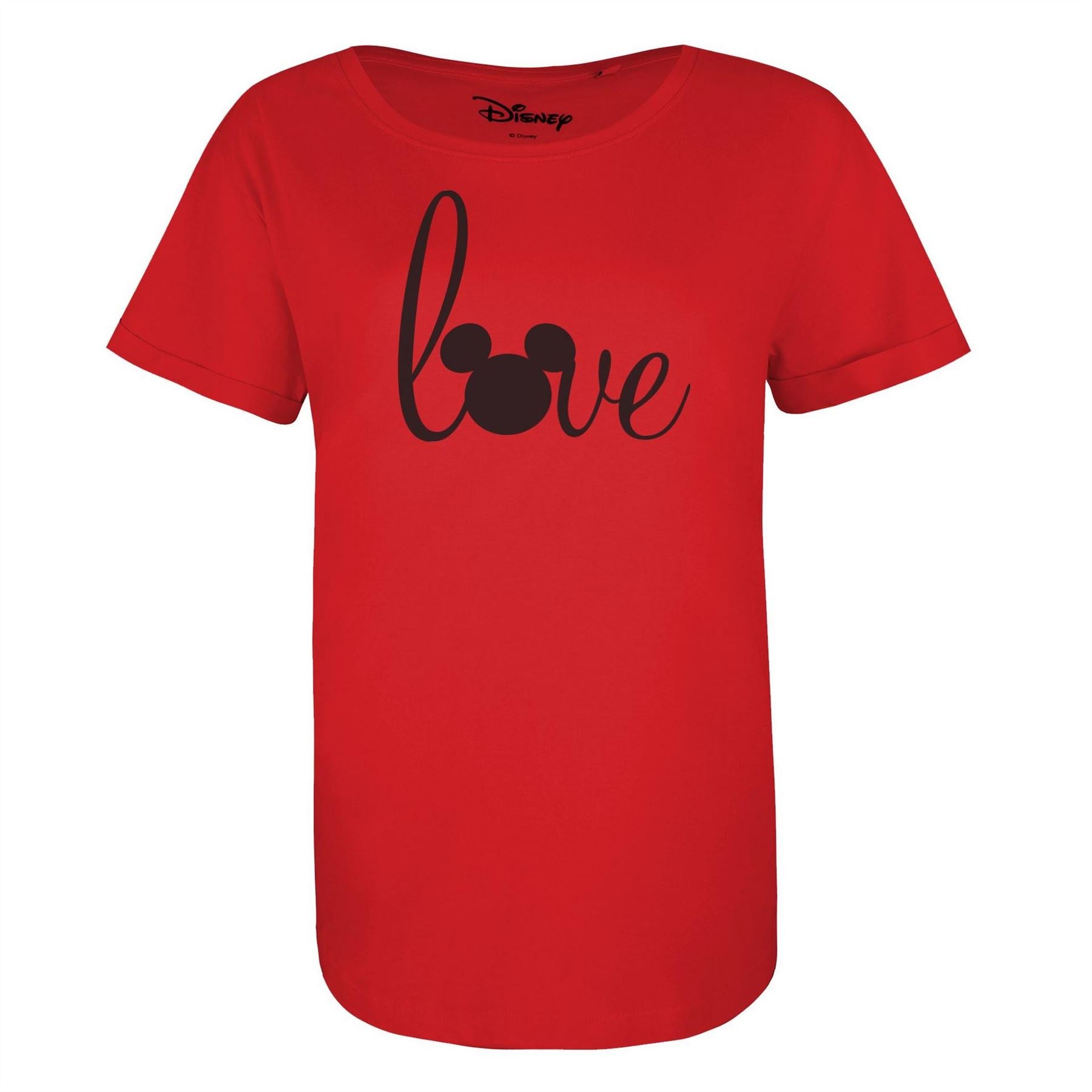Disney Mickey Mouse Heart Graphic Rolled Cuff T-Shirt