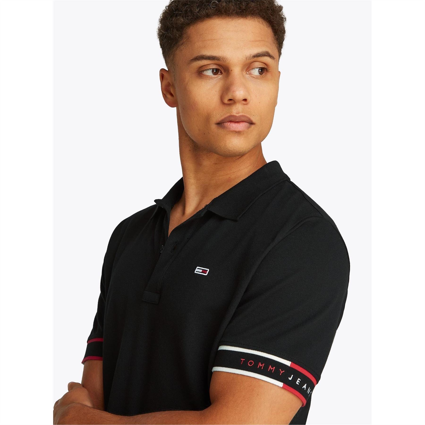 Tommy Jeans Slim Fit Flag Graphic Collared Short Sleeve Polo