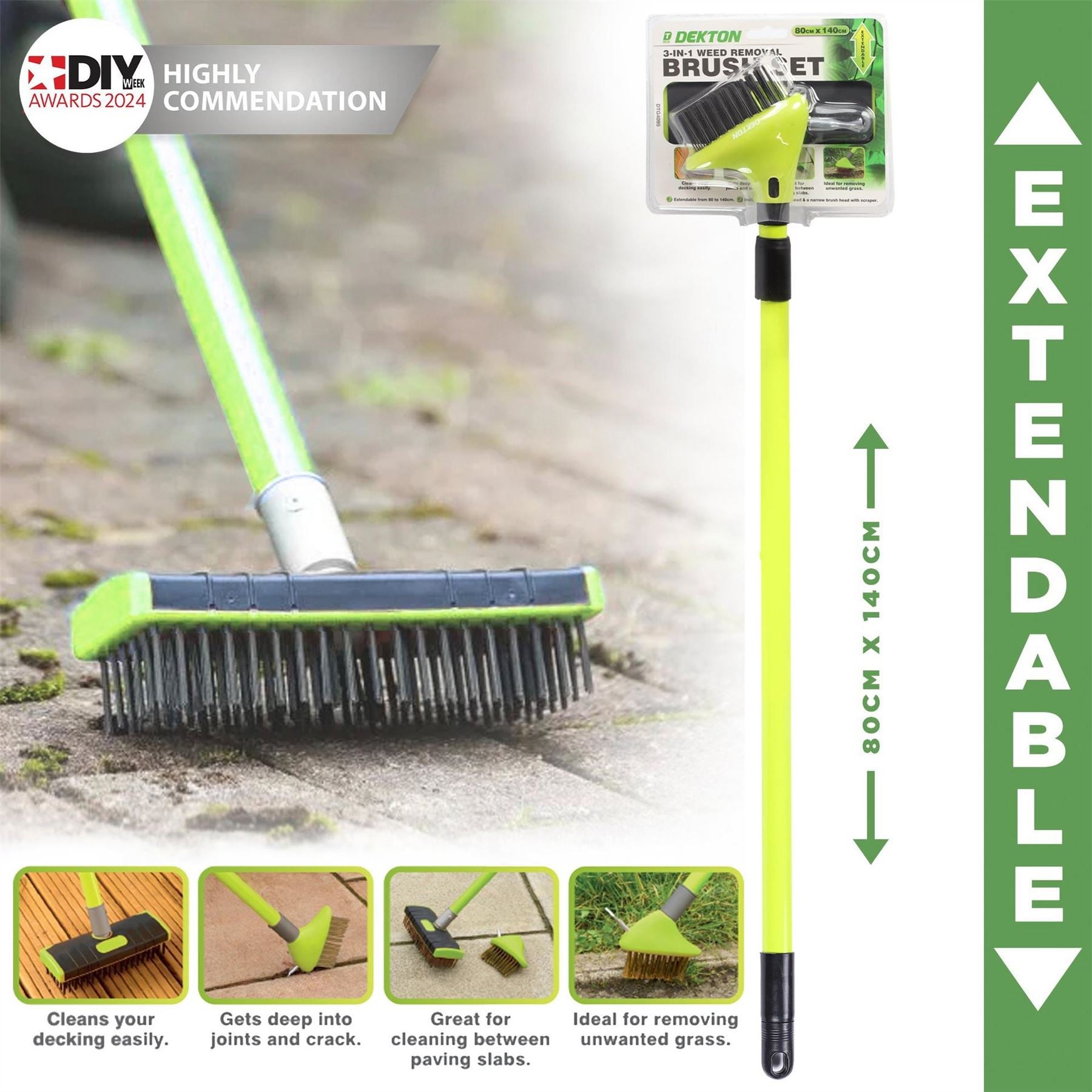 Dekton In 1 Telescopic Weed Removal Brush Set