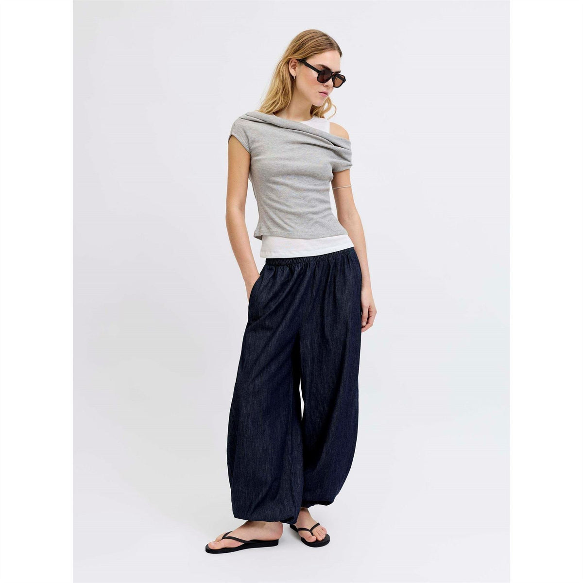 JJXX Off-The-Shoulder Cap Sleeve Slim Fit T-Shirt