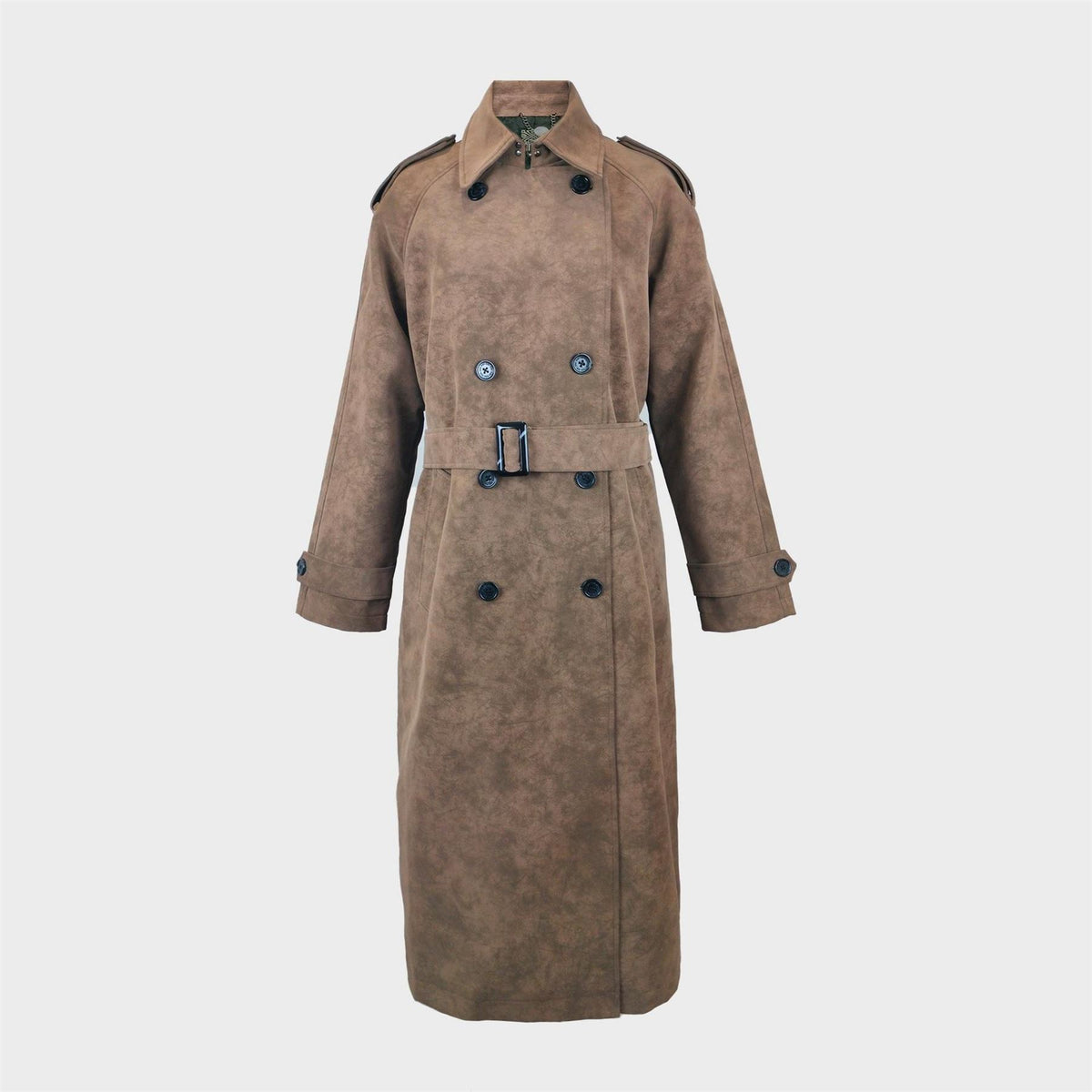 Biba  Suede Long Sleeve Calf Length Faux Leather Jacket