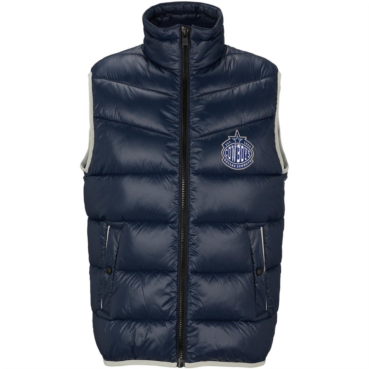 Boss NFL Solid Patterned Puffer Jacket with Chest Pocket