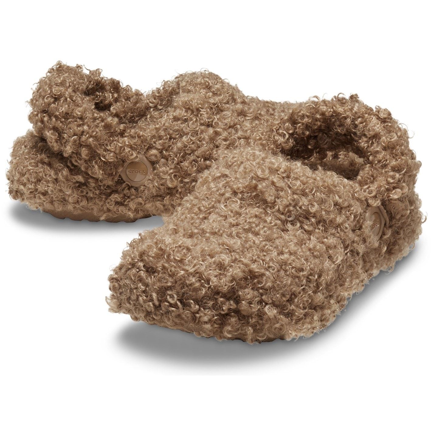 Crocs Textured Fur Mules Flat Heel