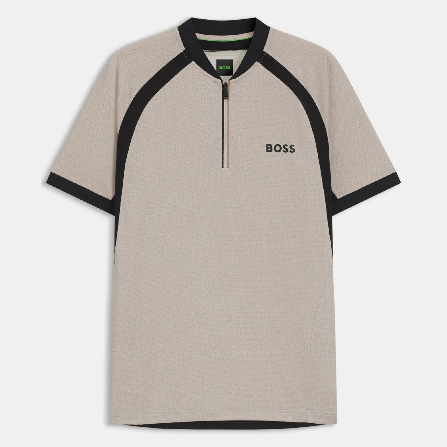 Boss Matchball Zip Neck Mesh Polo Shirt