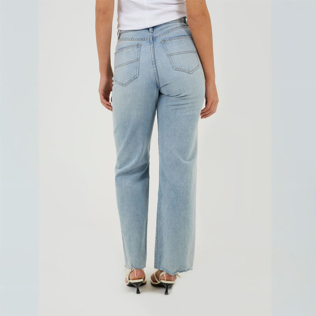 Brave Soul Womens High Waisted Wide Leg Distresed Jean