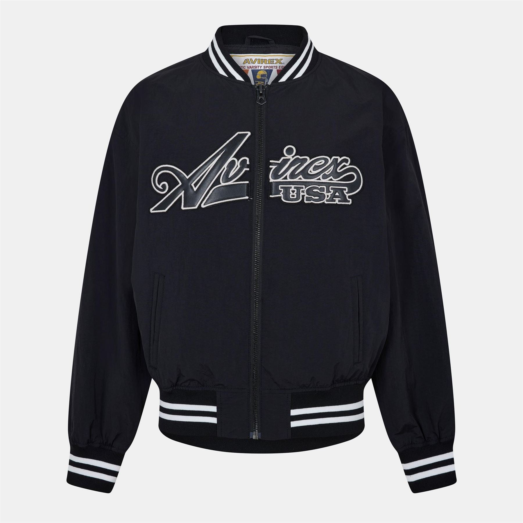 Avirex Nylon Bomber Jacket with Zipped Pocket and Ribbed Cuff