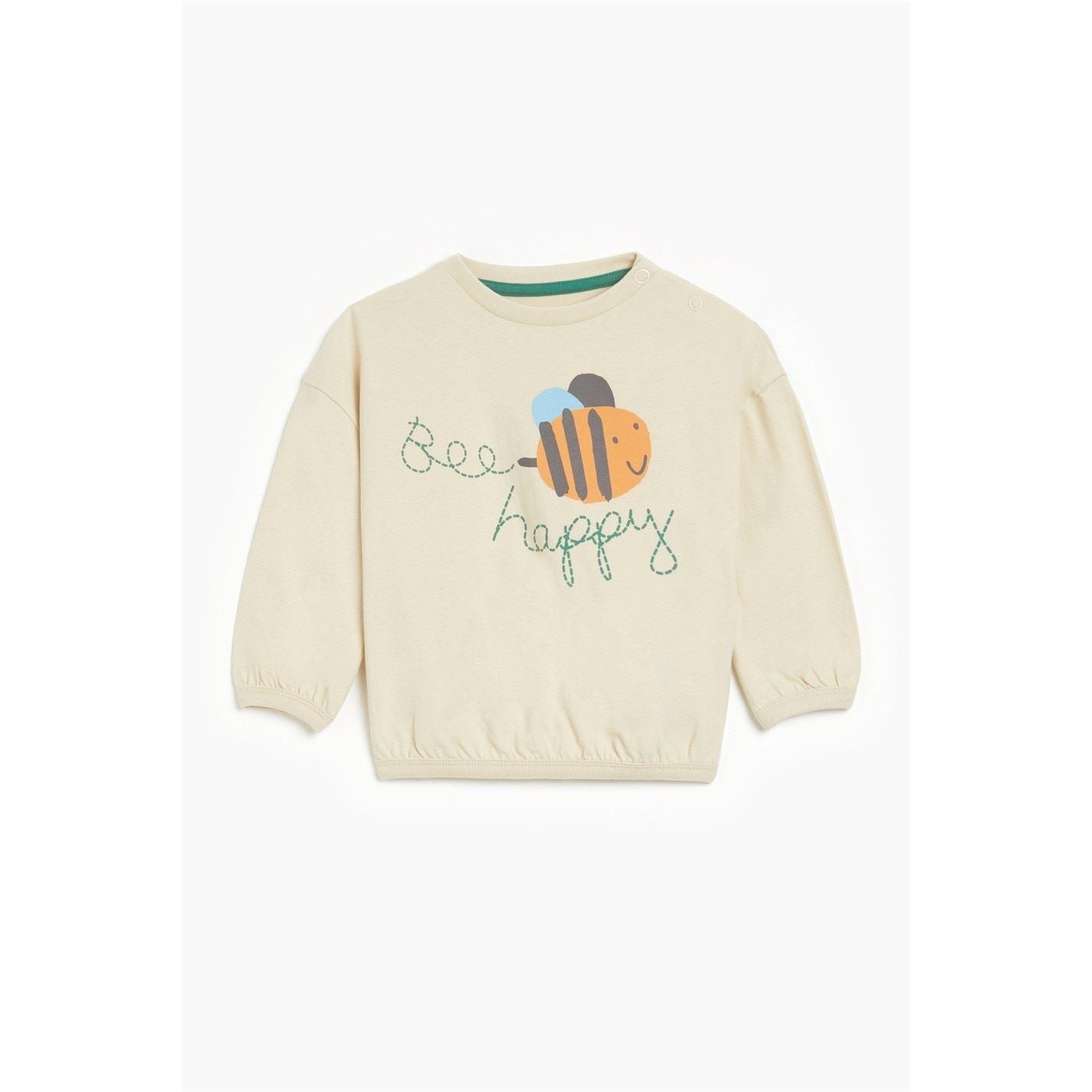 Hello World Bee Happy Crew Neck Long Sleeve Jogger Suit