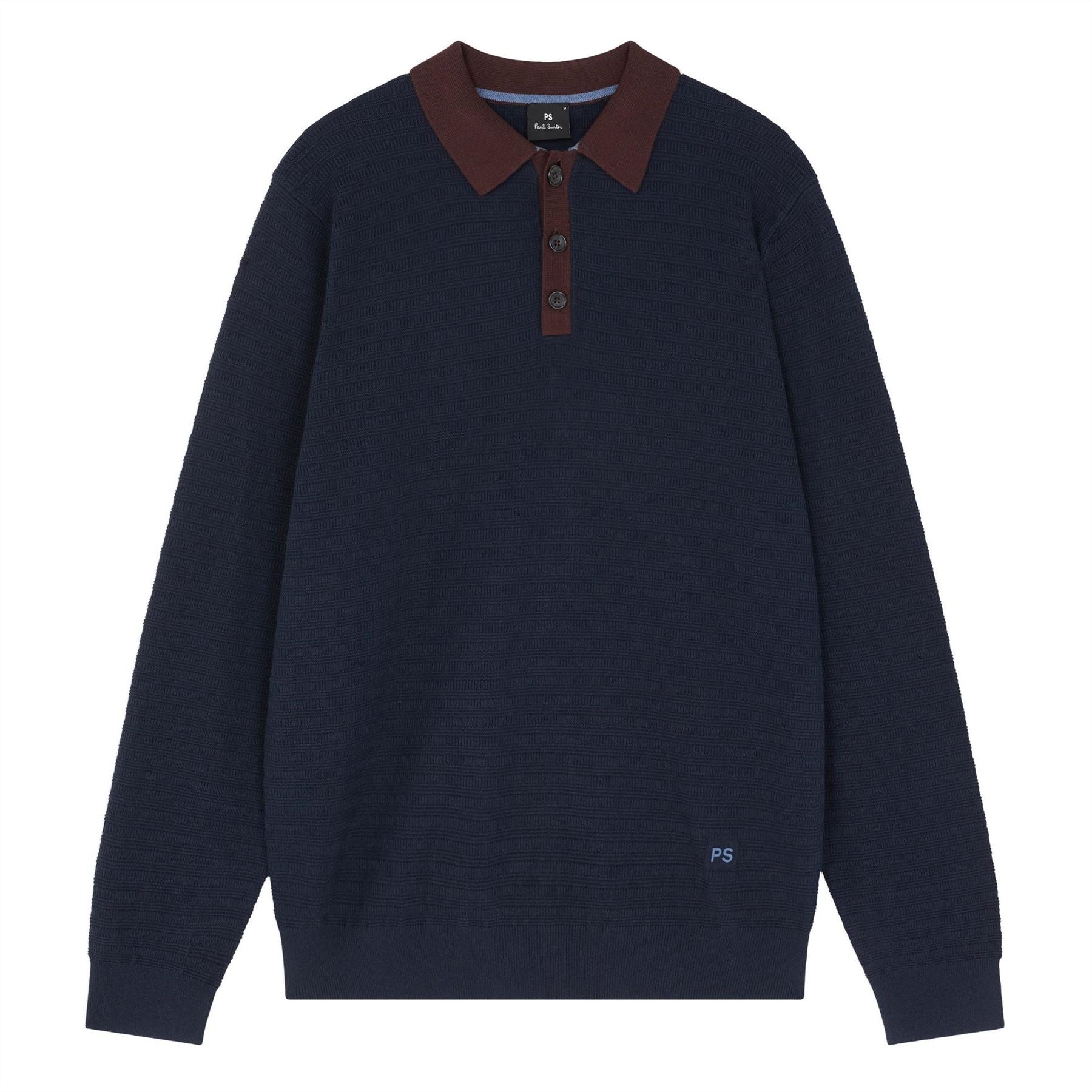 PS Paul Smith Embroidered Collared Neck Long Sleeve Sweater