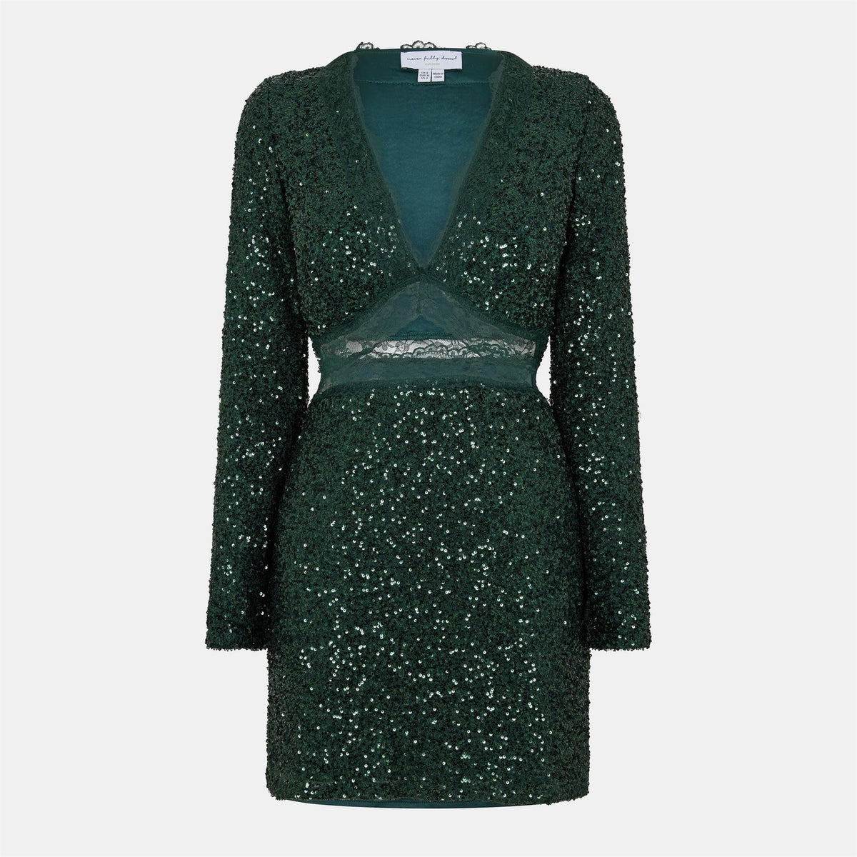 Never Fully Dressed Sequins V-Neck Long Sleeve Mini Dress