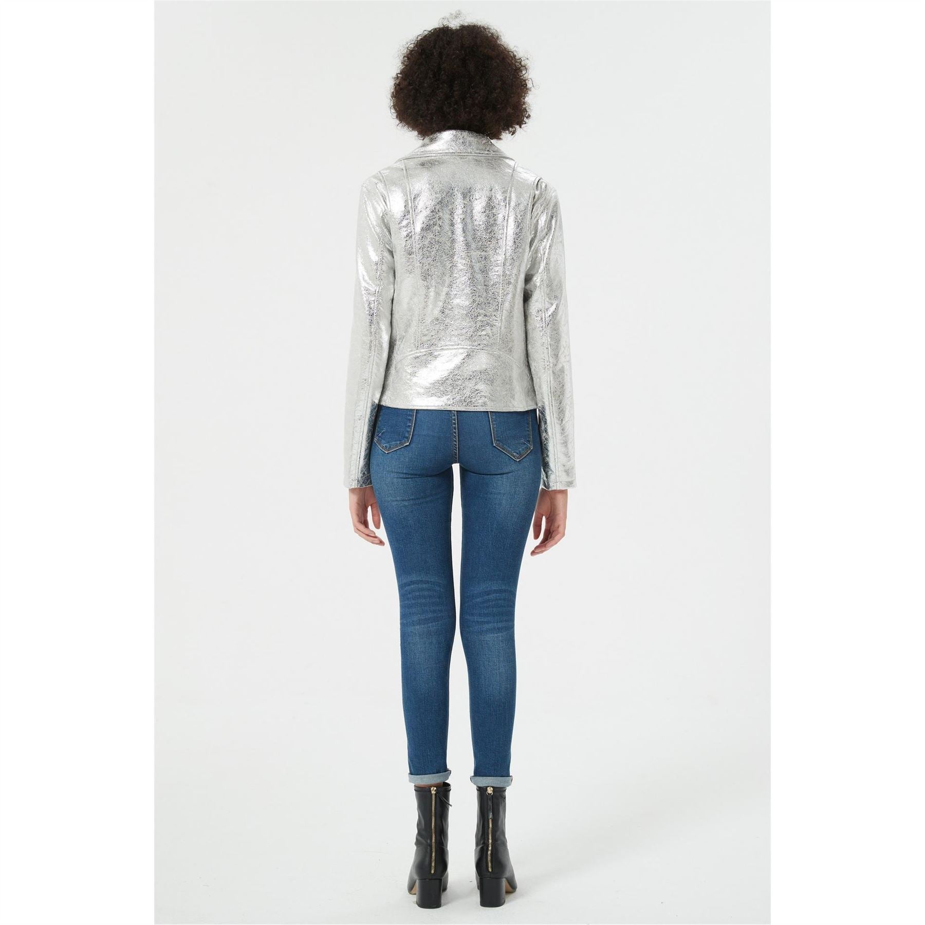 Be You Metallic Biker Leather Jacket