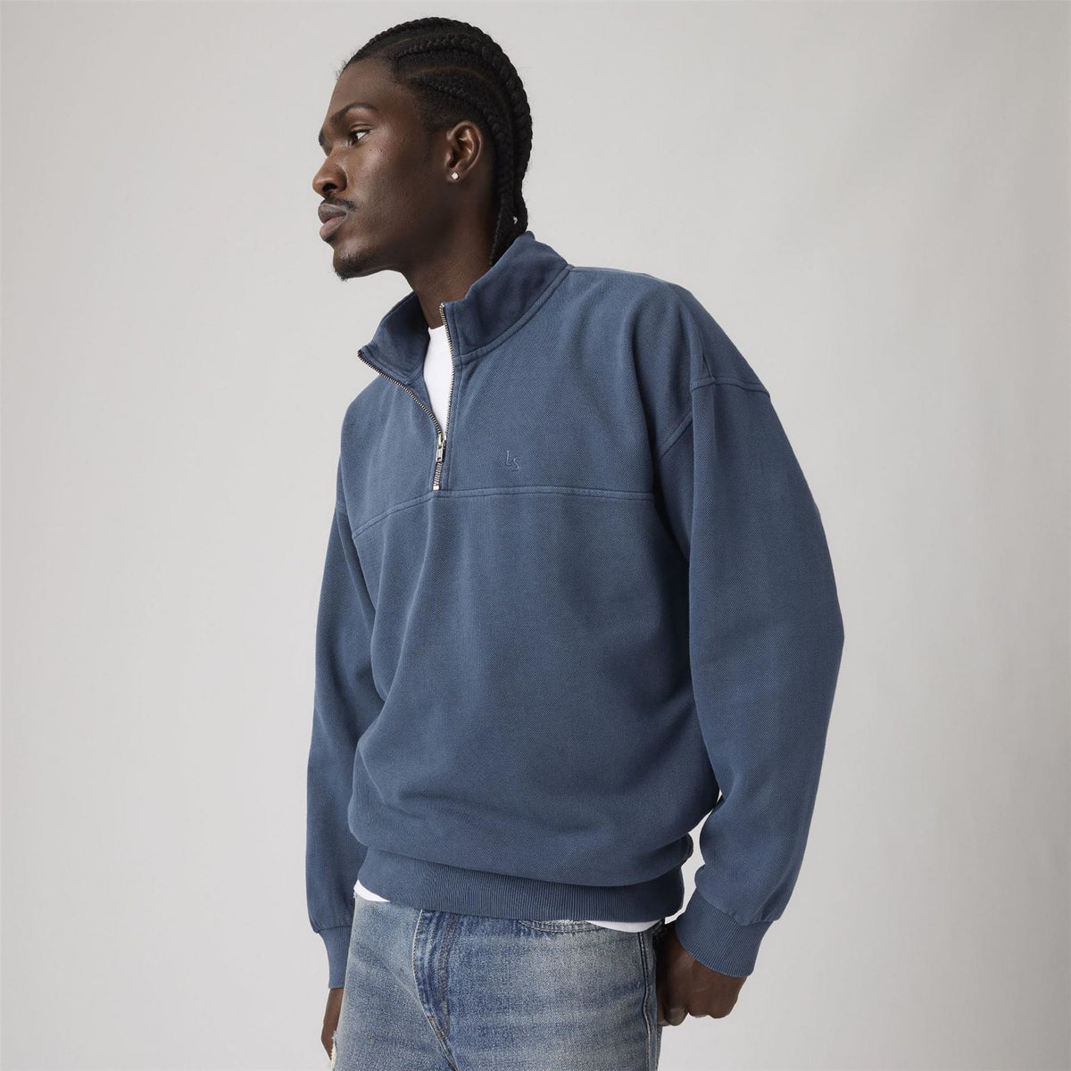 Levis Marina Cotton 1 4 Zip Oversized Fit Fleece Top