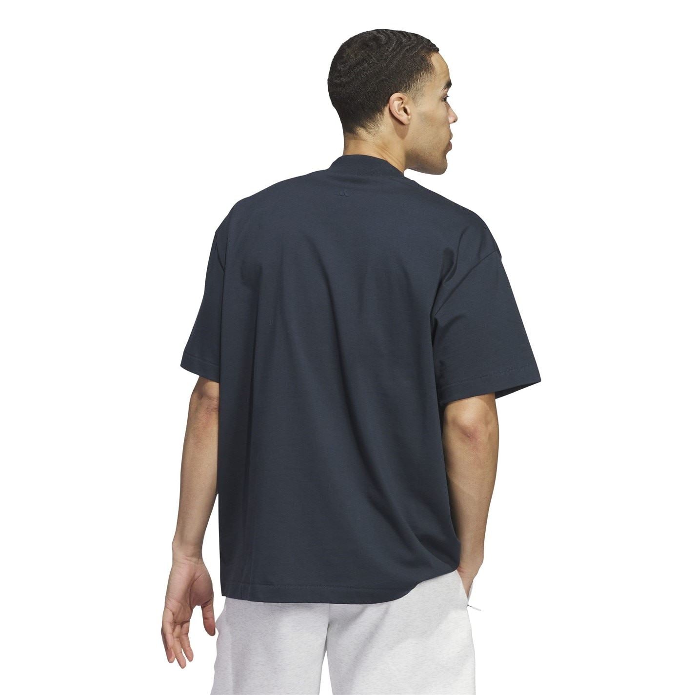 adidas Relaxed Fit Lettering Mock Neck T-Shirt