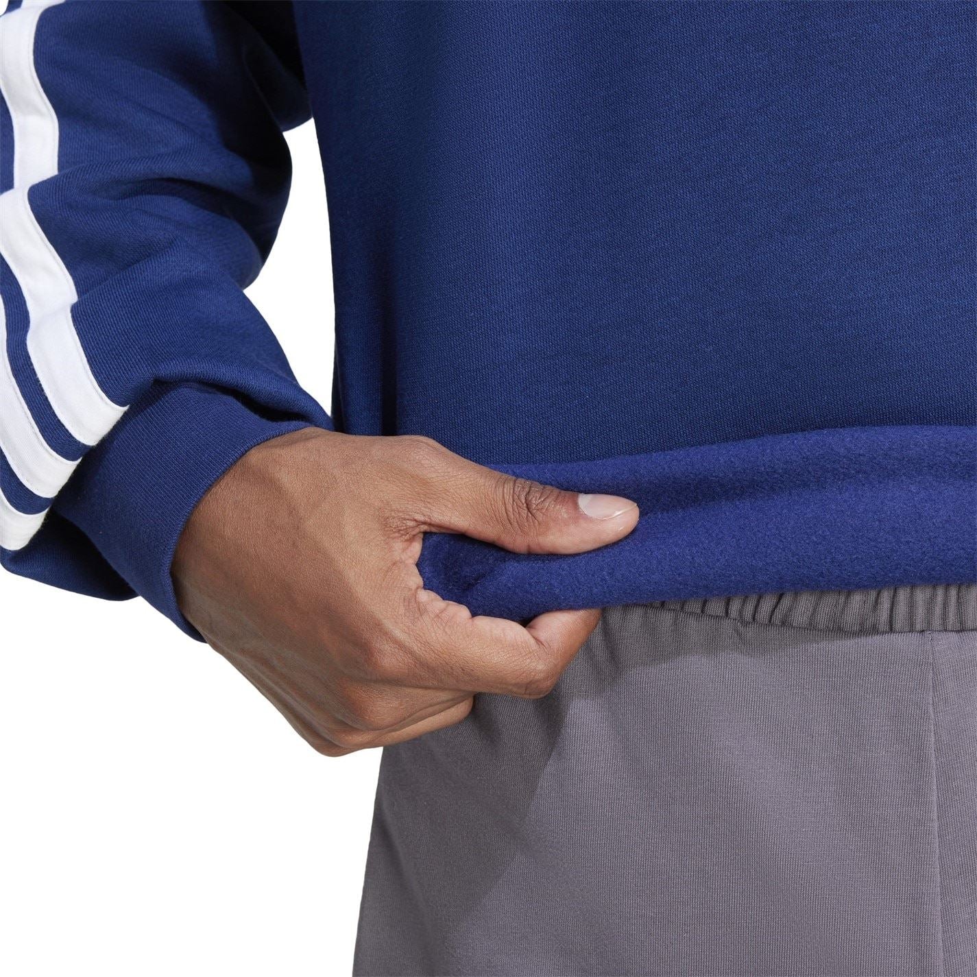 adidas Mens Essentials Crew 3 Stripes Pullover Sweatshirt