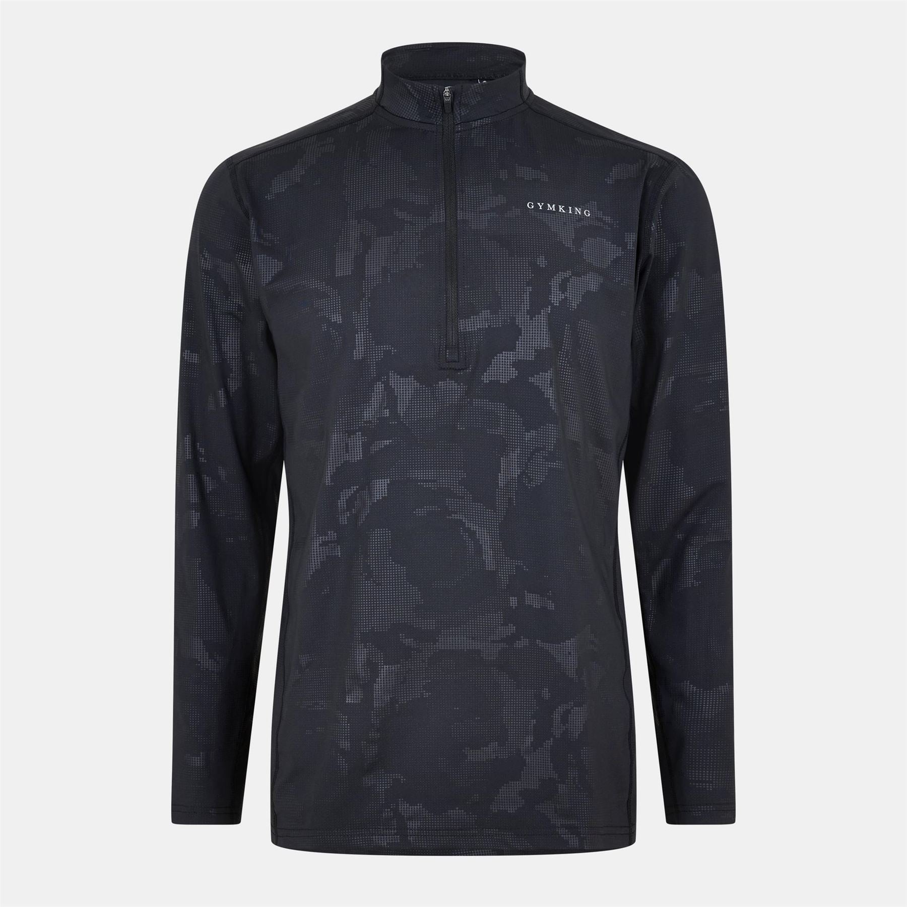 Gym King Gymki Debossed Camo Quarter Zip Long Sleeve Funnel Neck Slim Fit Performance Tracksuit Top