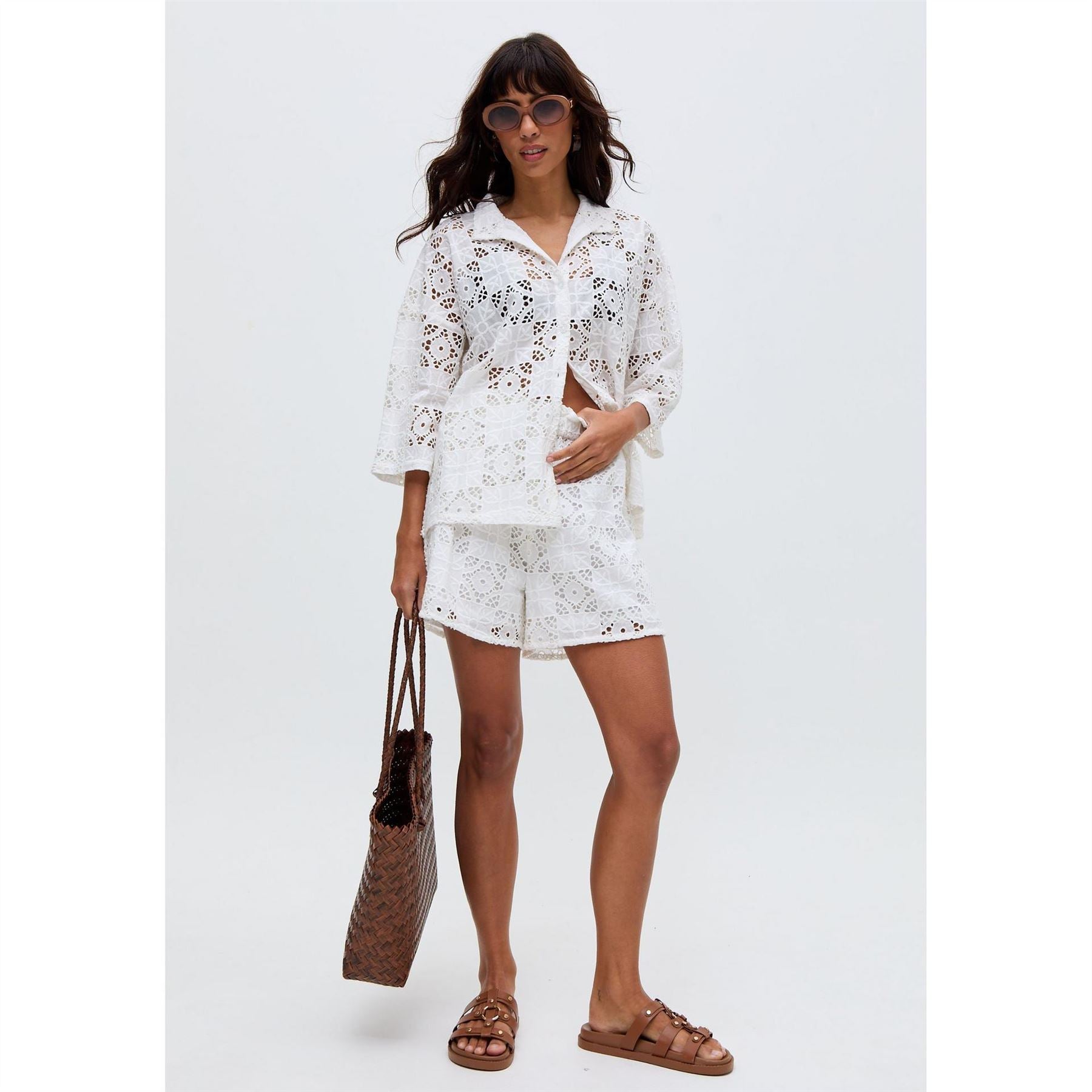 Raffya All Over Broderie Shirt In White