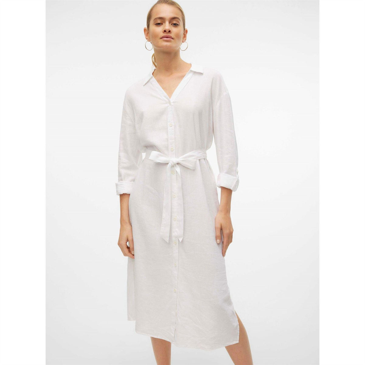 Vero Moda Linn Long Sleeve Midi Shirt Dress