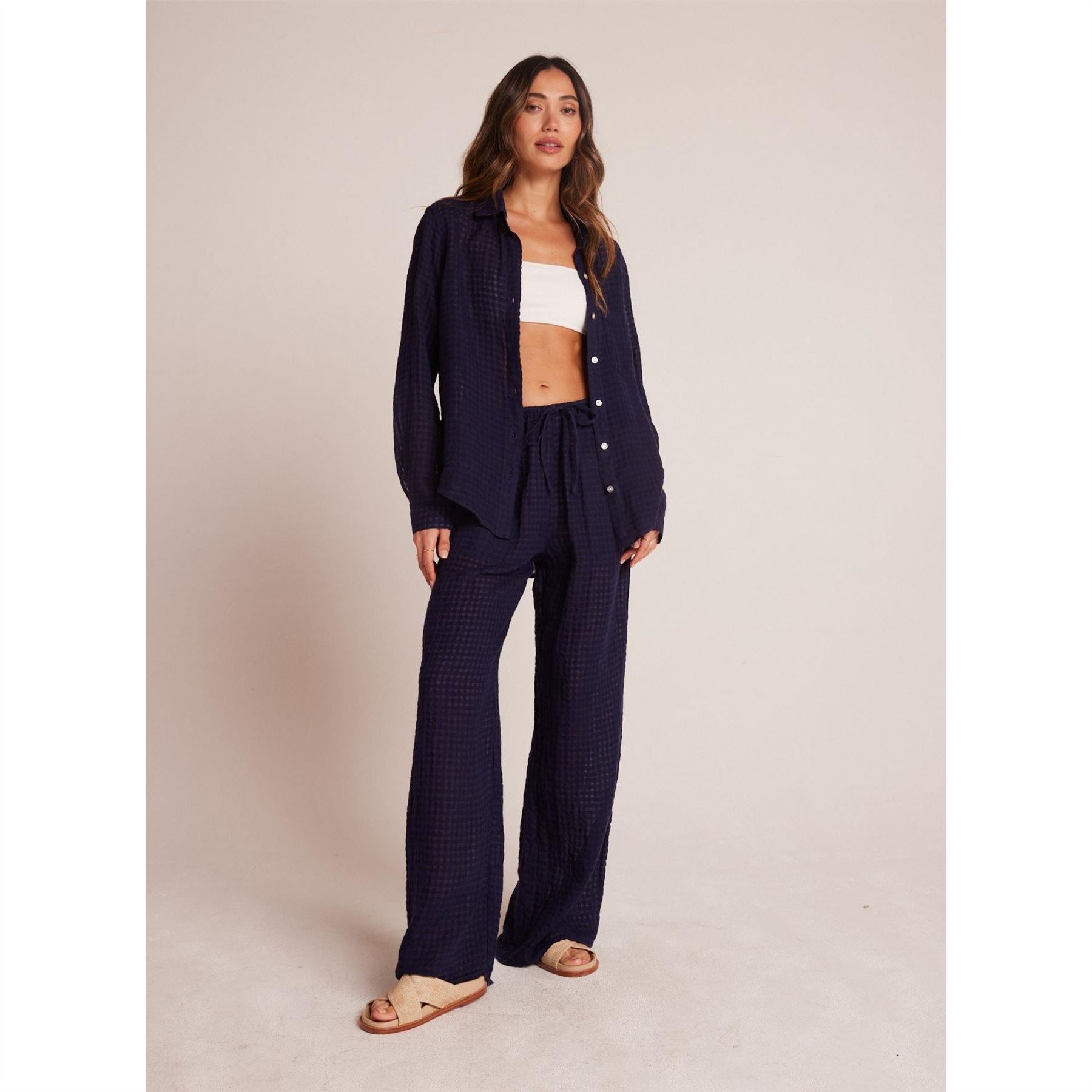 Bella Dahl Textured Wide Leg Beach Palazzo Pants